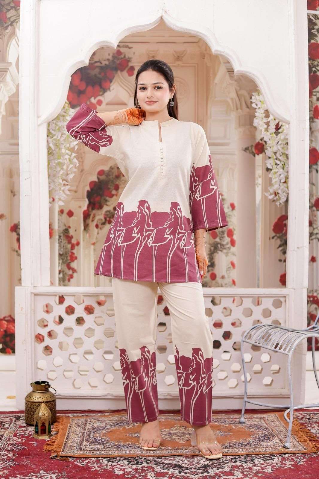 PATTERN FLOWER COTTON CORD SET WOMEN FASHION SUPPLIER SHOP S...
