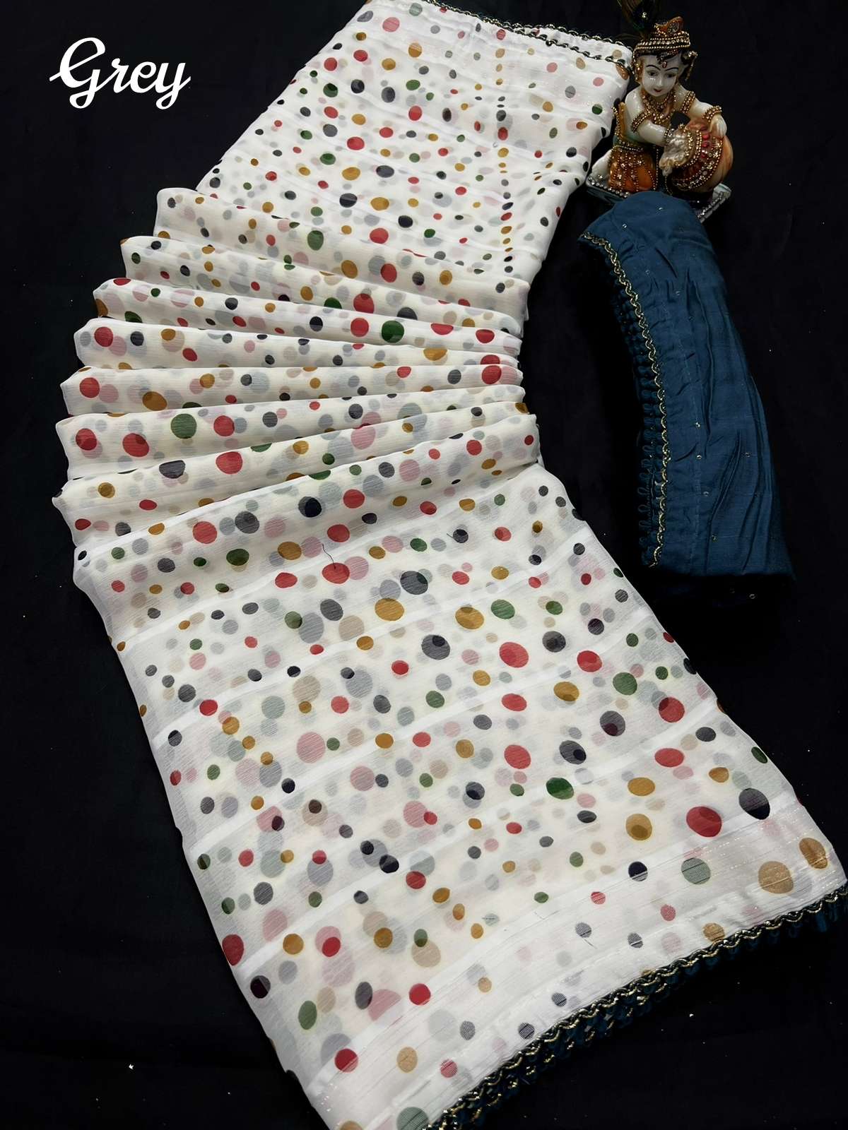 RANGILI SPECIAL GEORGETTE BRASSO SILK WHITE WHITE COLORFUL S...