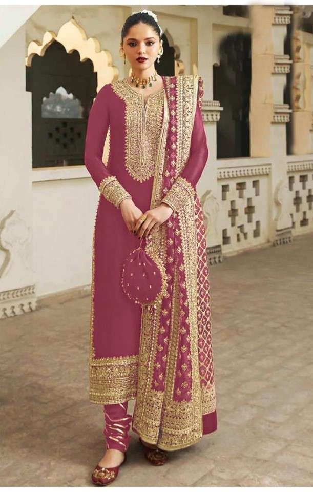 SANIYA TRENDZ 7112 GEORGETTE HEAVY WORK WEDDING MATERIAL SUI...