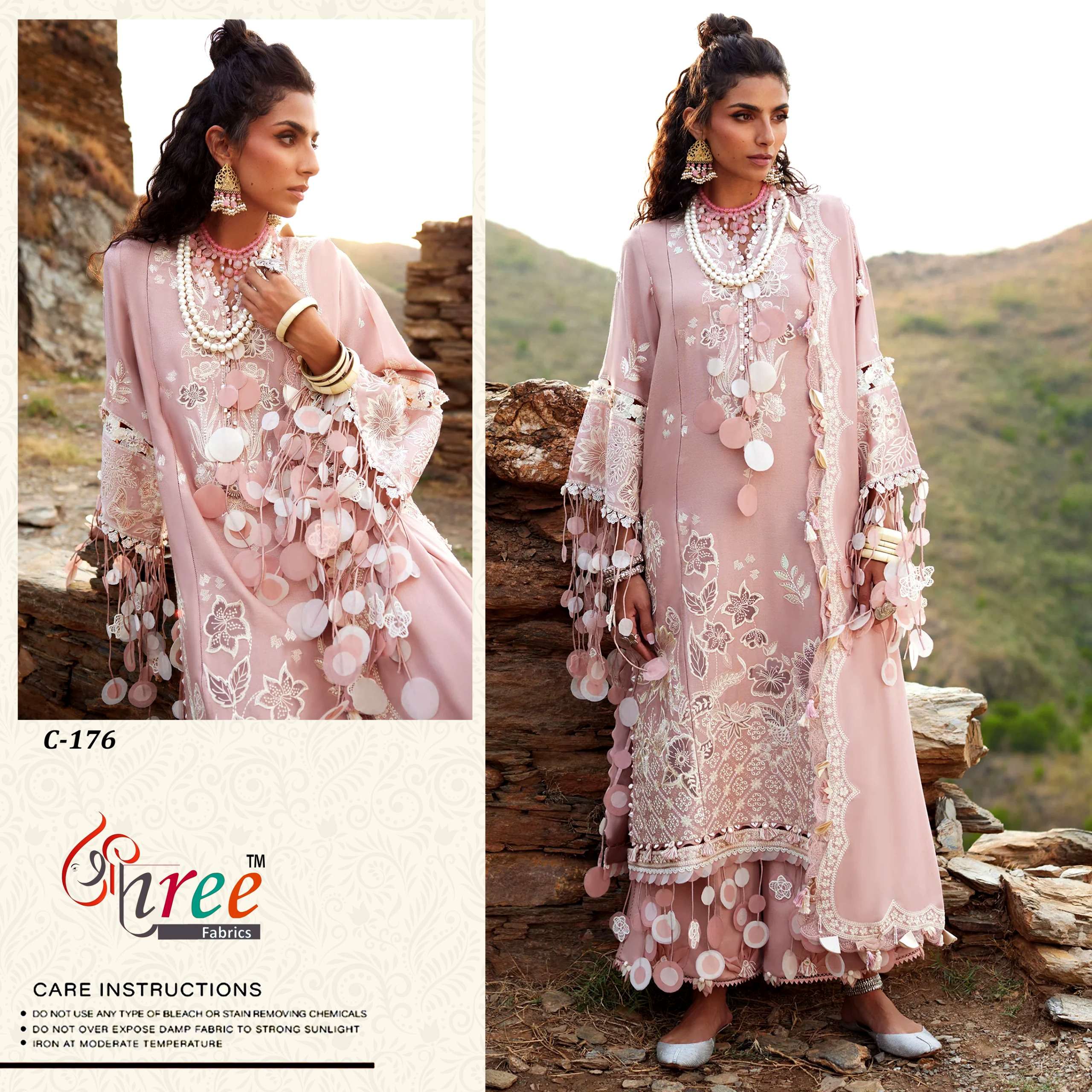 SHREE FABS C 176 HEAVY EMBROIDERY MOTI WORK PAKISTANI SUIT W...