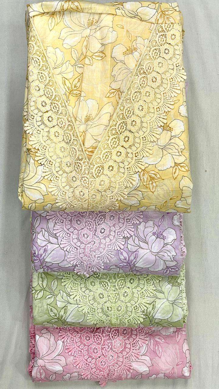 SIARA COTTON EMBROIDERY WORK KURTI MATERIAL SET WHOLESALE PR...