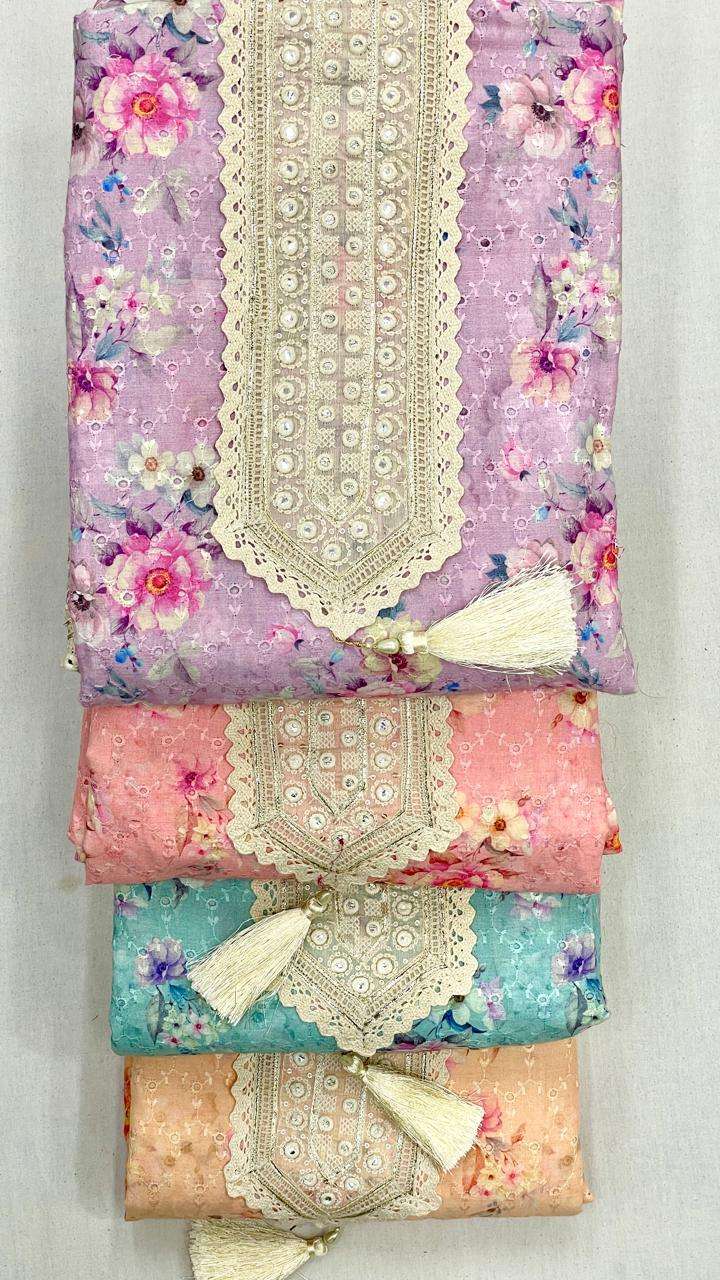 SIARA WOMEN COTTON SHIFLI DIGITAL LAKHNAVI WORK SUIT MATERIA...