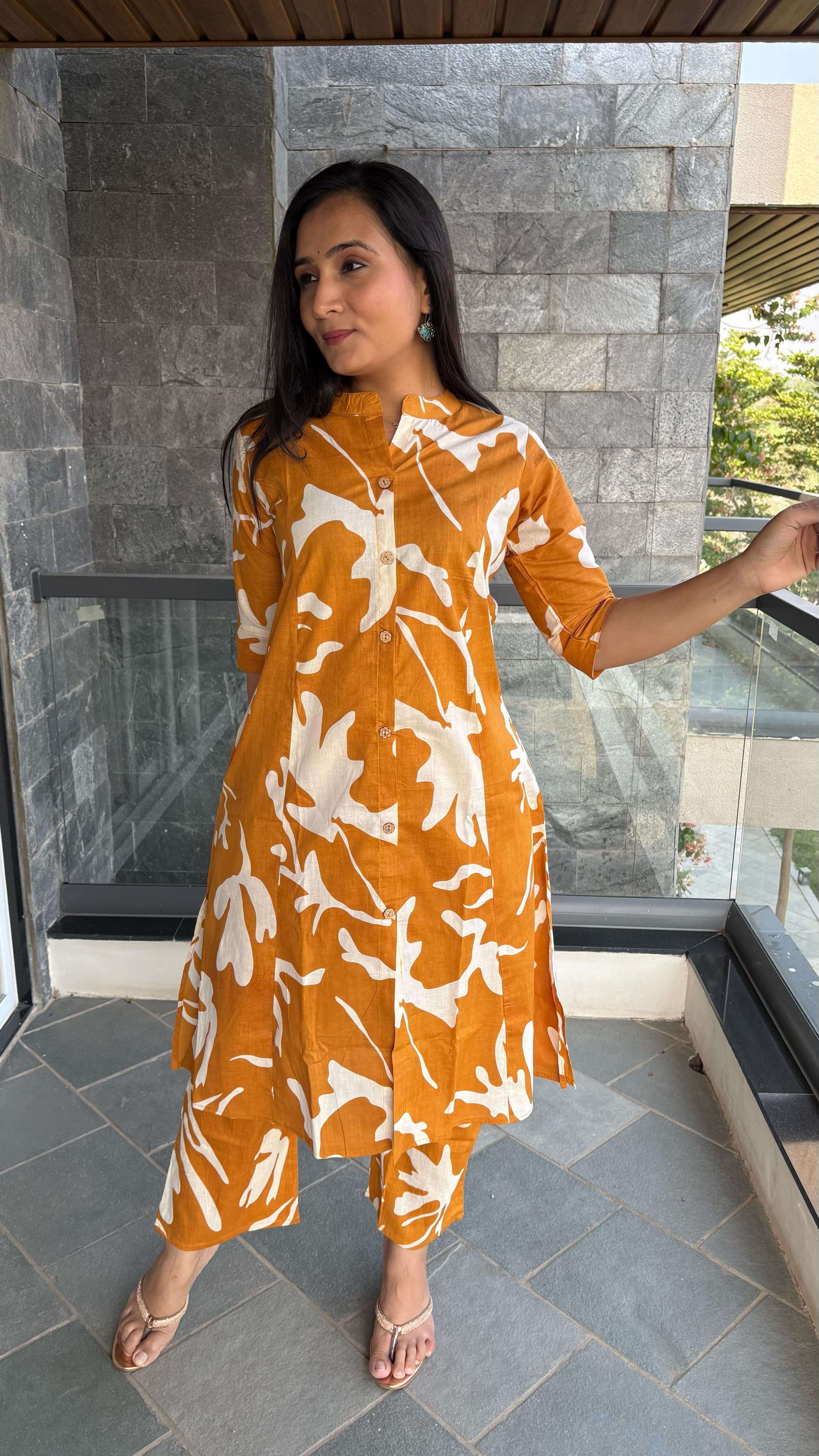 TS 38 JAIPUR PRINT COTTON KURTI PALAZZO WOMEN OFFICE WEAR AT...
