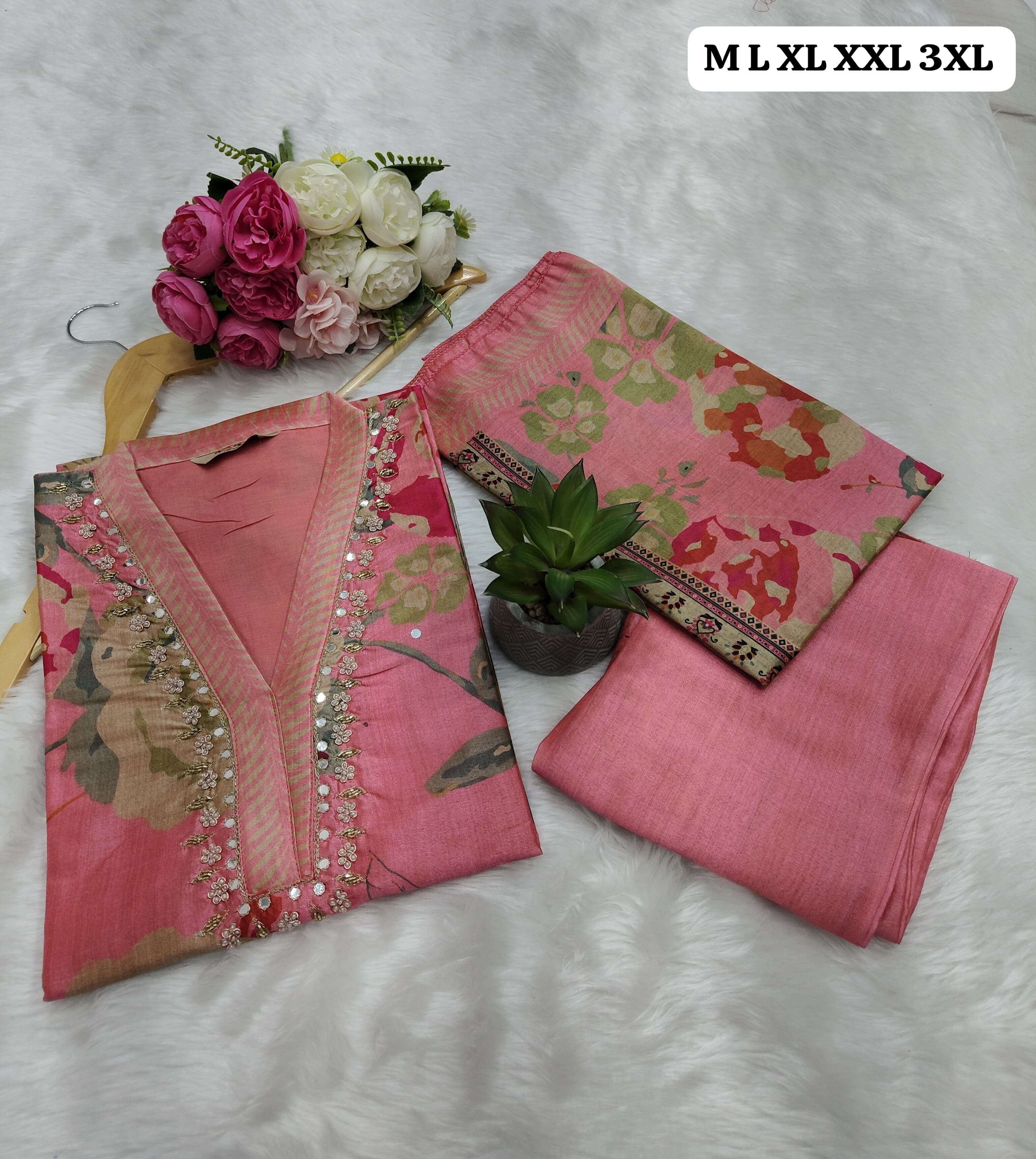 TS HANDWORK KURTI PANT WITH DUPATTA SET PARTY WEAR RESELLER ...