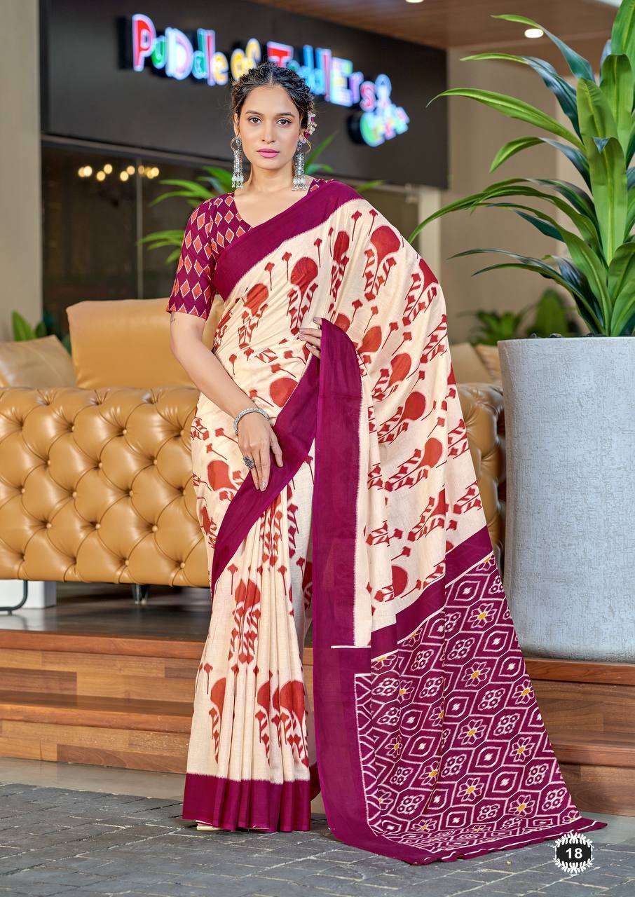 VEDIKA FESTIVAL COLLECTION IKKAT PRINT COTTON SAREE SUPPLIER...