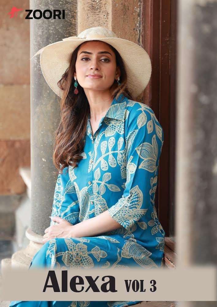 ZOORI ALEXA VOL 3 TREND WOMEN 2 PCS RAYON KURTI PANT COLLECT...