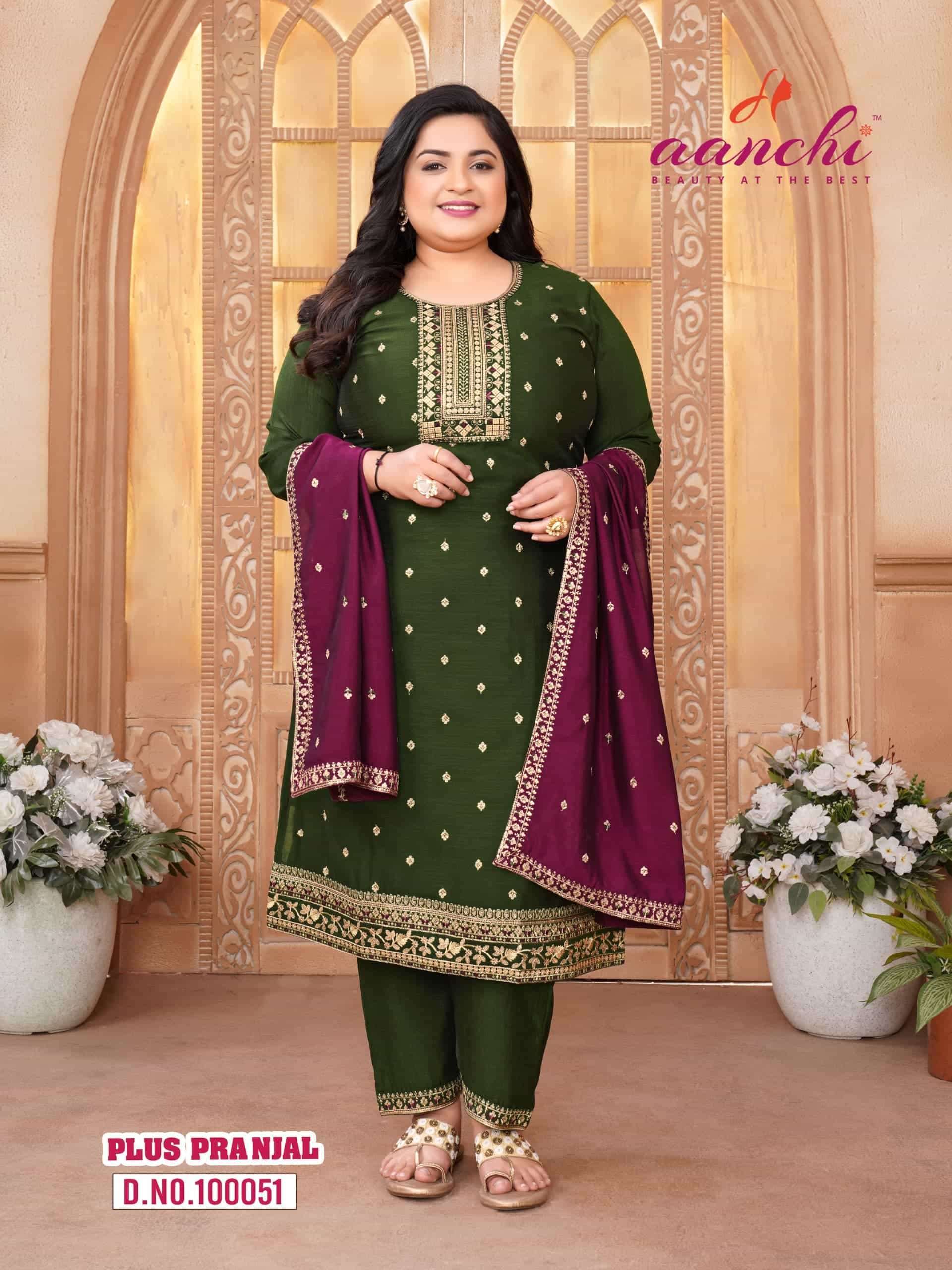 AANCHI PLUS PRANJAL BIG SIZE WOMEN FANCY SILK SUIT FESTIVAL ...
