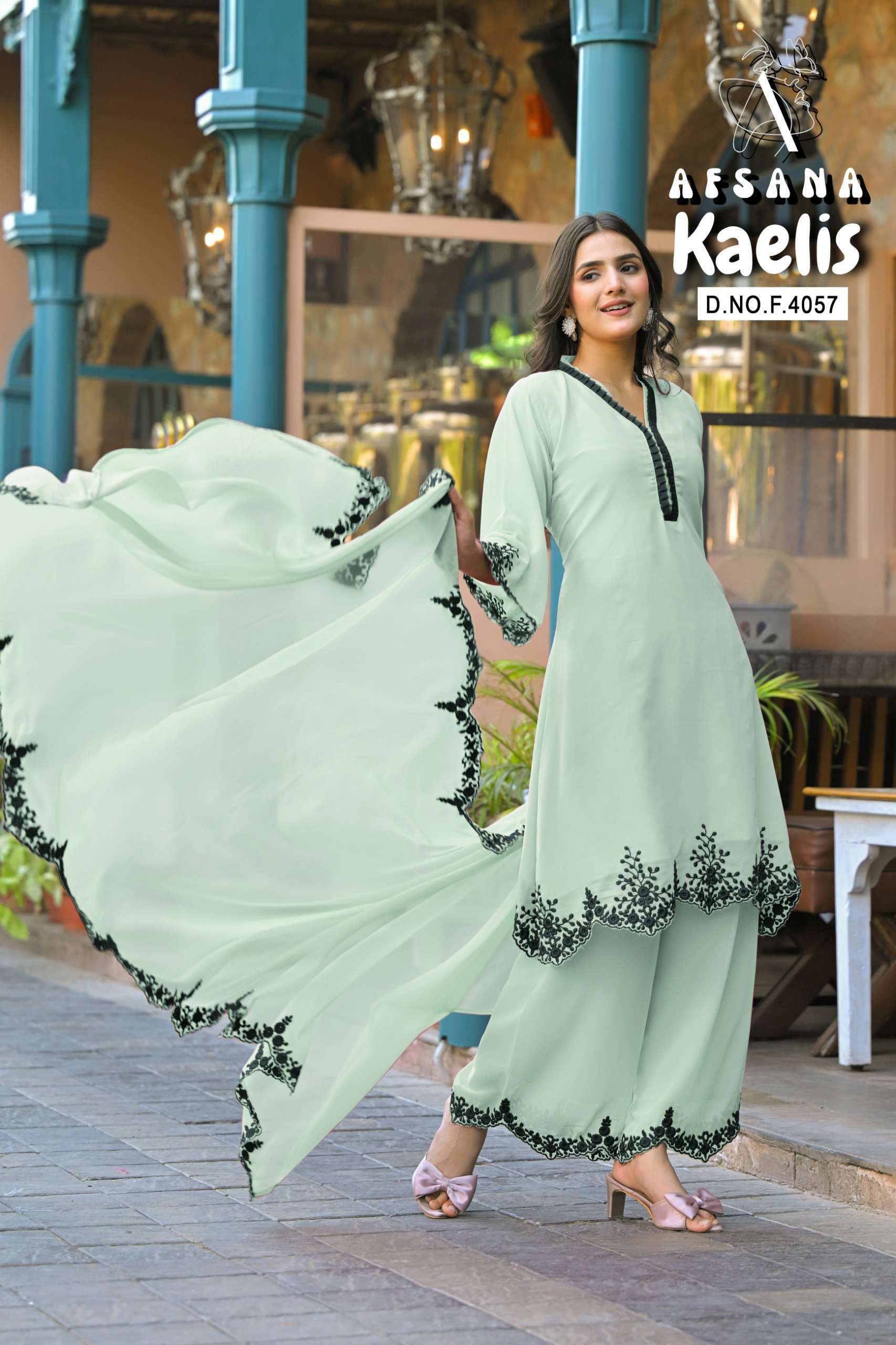 AFSANA KAELIS WESTERN STYLE PALAZZO KURTI SUIT READYMADE CAT...