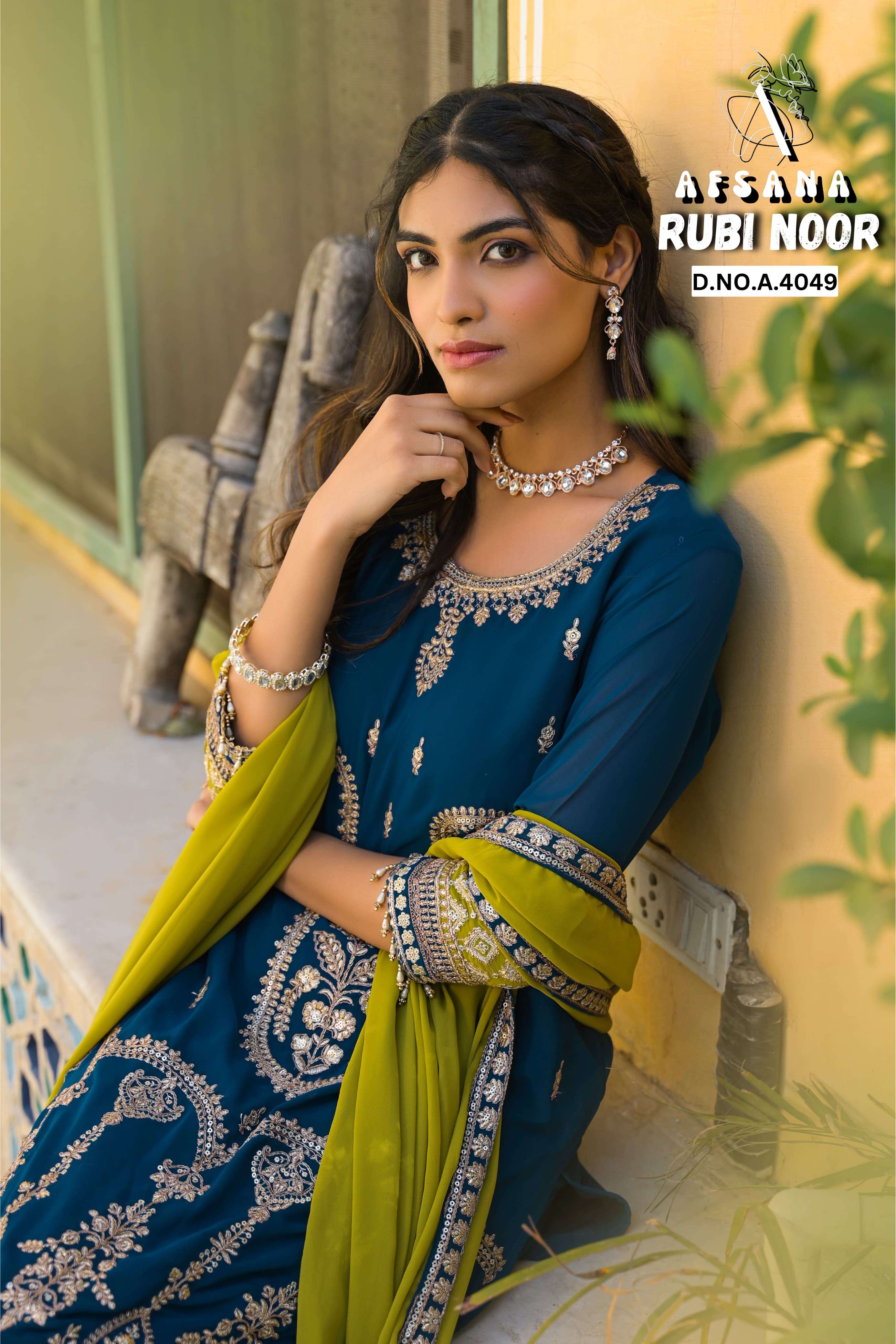 AFSANA RUBI NOOR SHADI WEAR STITCHED HEAVY WORK PALAZZO SUIT...