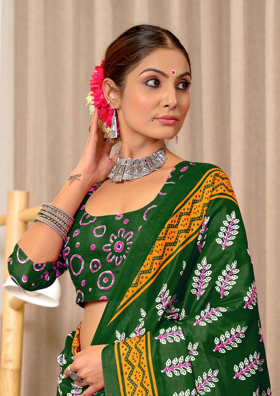 AJRAKH COTTON FLOWER PRINT SAREE COLLECTION DEALER PRICE SIT...