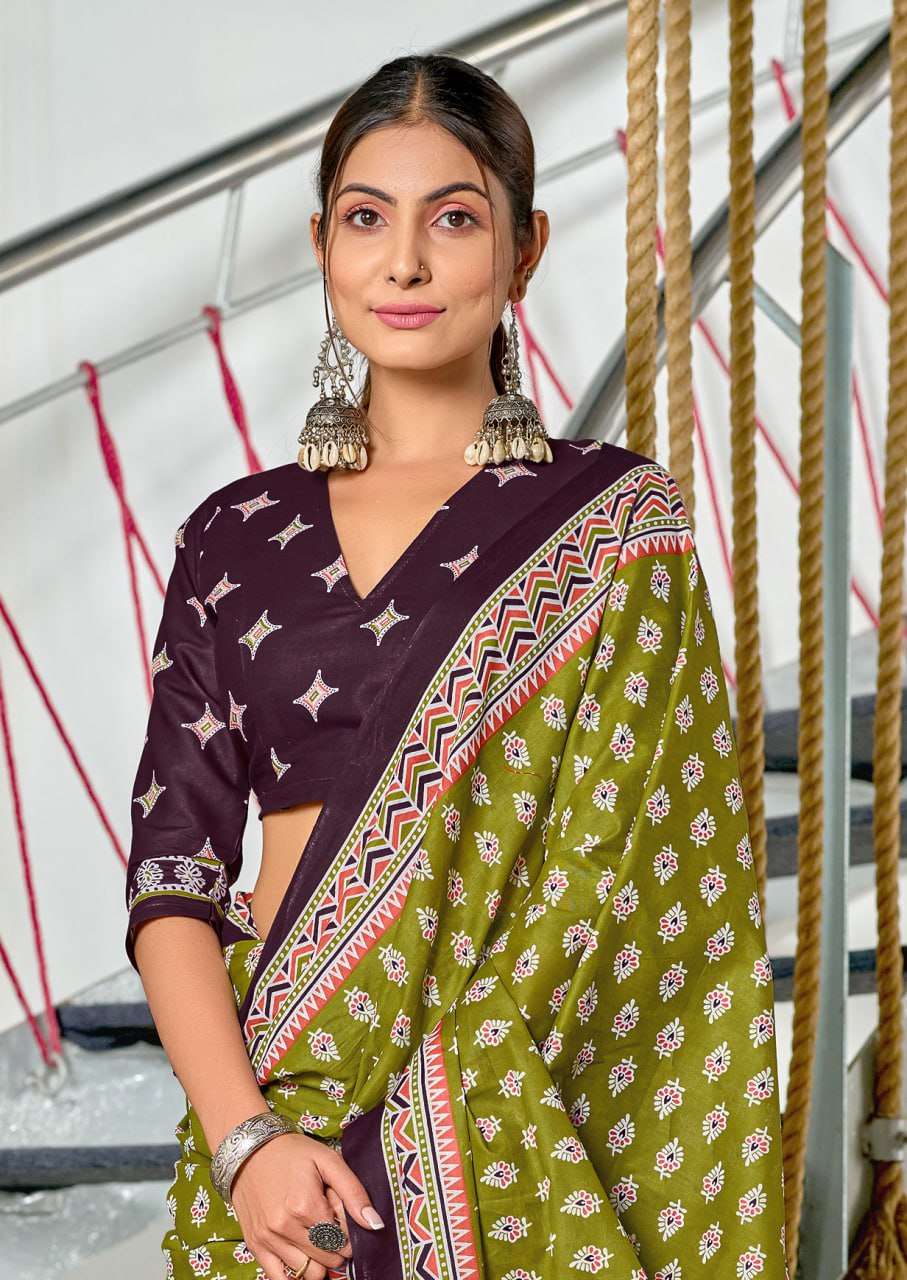 AJRAKH DESIGN COTTON SAREE REGULAR WEAR WHOLESALE STORE RACH...