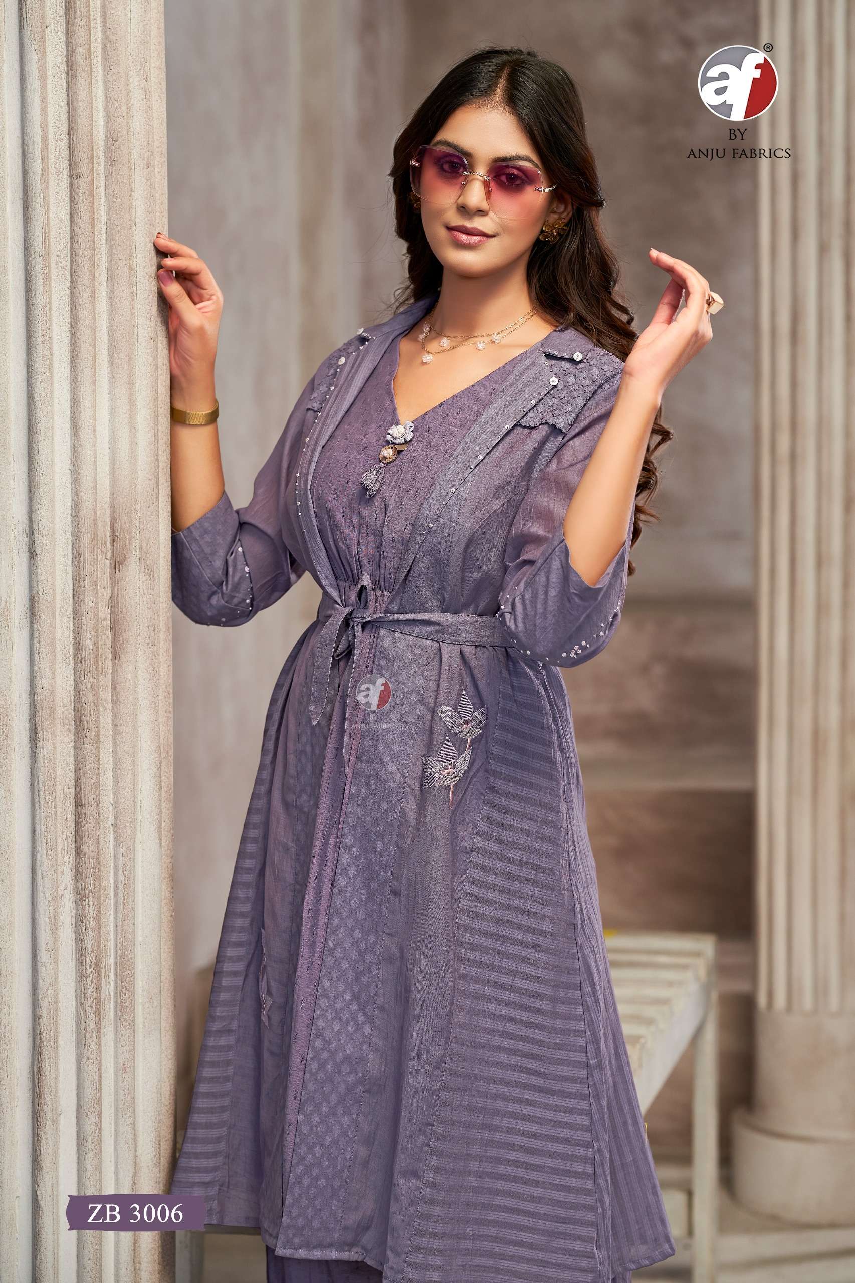 ANJU FABRICS ZB 3006 NEW PATTERN WESTERN CORD SET WEAR ONLIN...