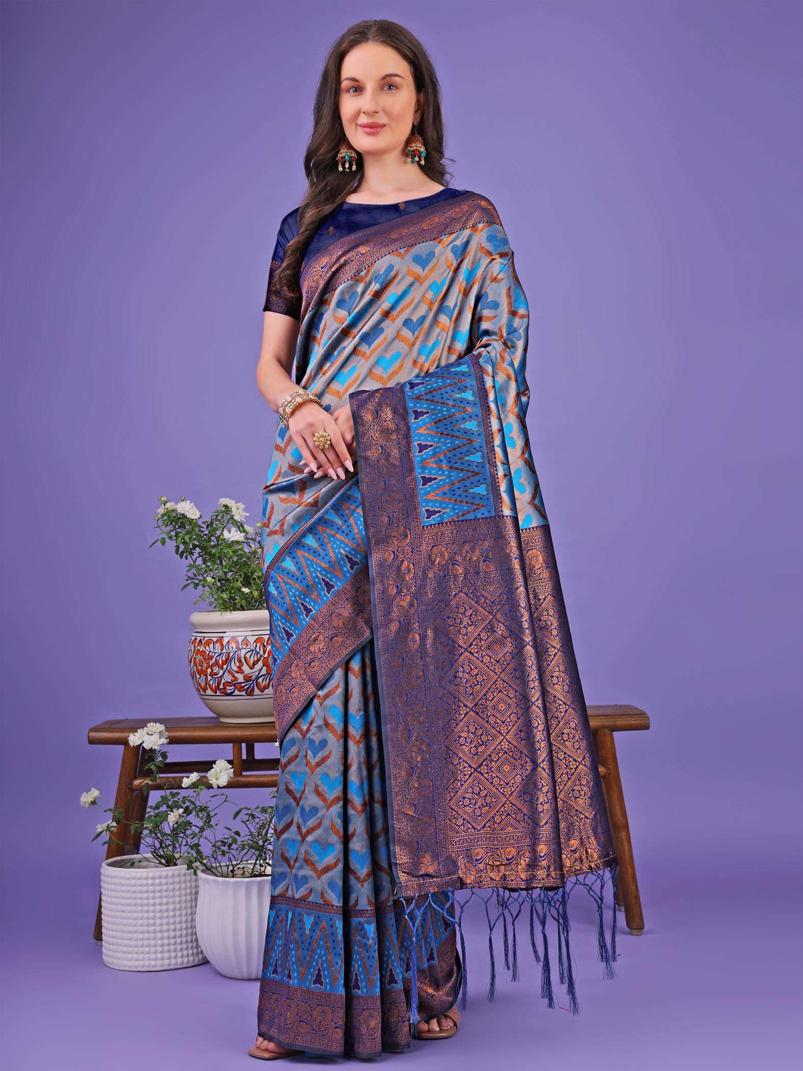 ASTITA BLOSSOM LICHI SILK WEAVING DESIGN SAREE SUPPLIER IN S...