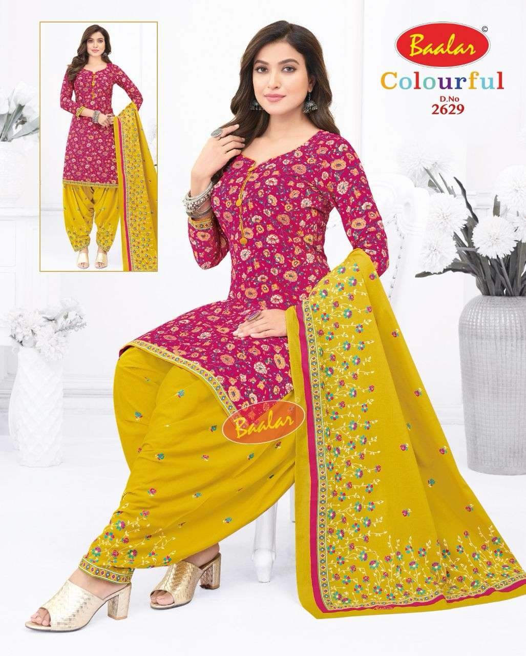 BAALAR COLORFUL VOL 26 COTTON FABRIC UNSTITCH LADIES SUIT CA...