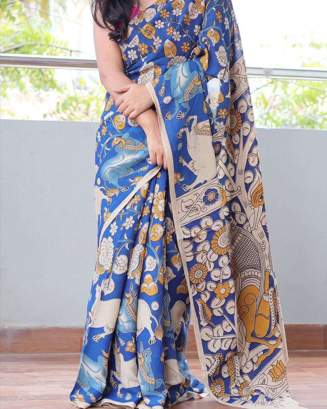 Beautiful digital printed linen fabric fancy saree best onli...