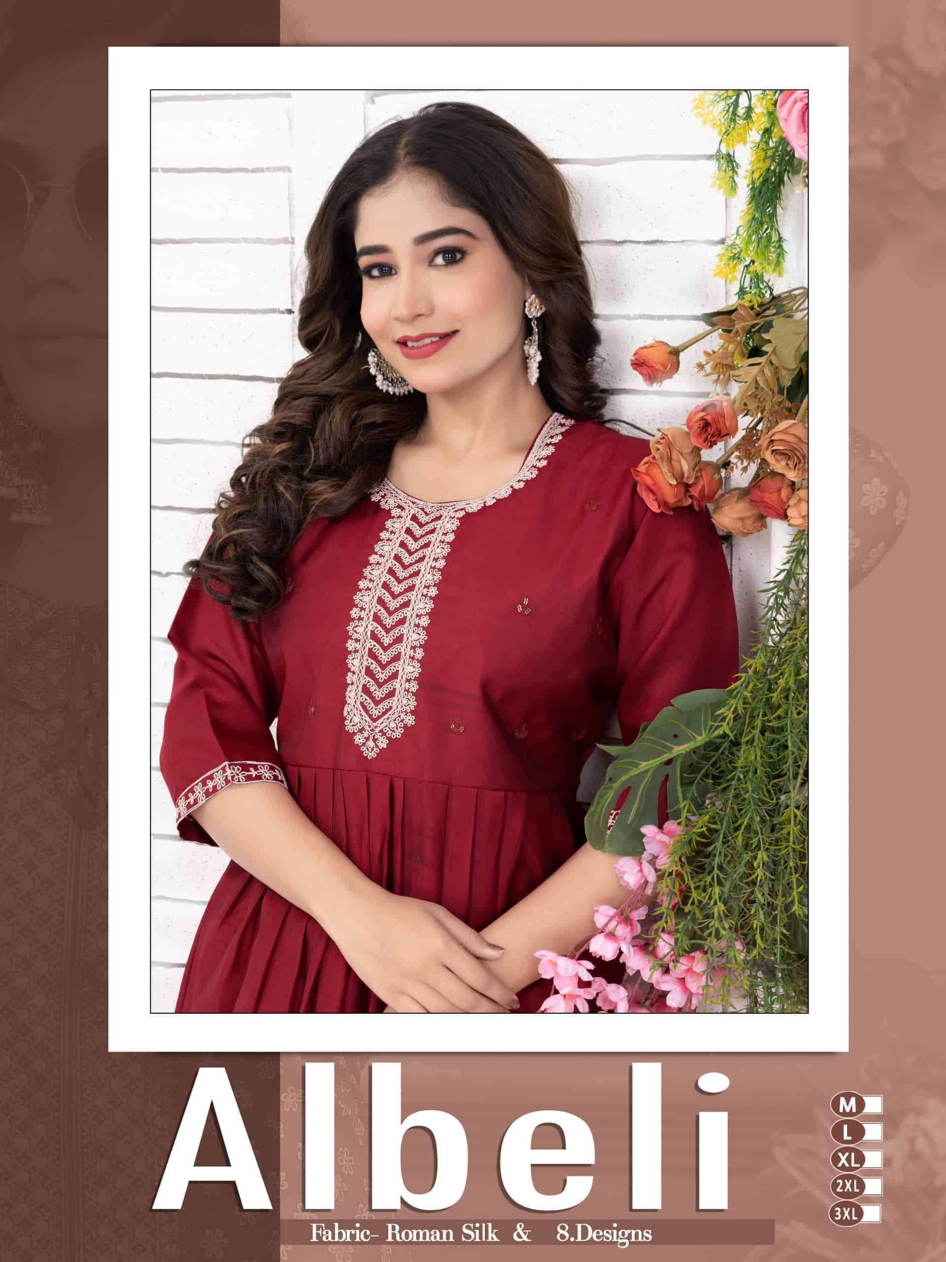 BEAUTY QUEEN ALBELI VOL 3 READYMADE SILK ONLY KURTI COLLECTI...