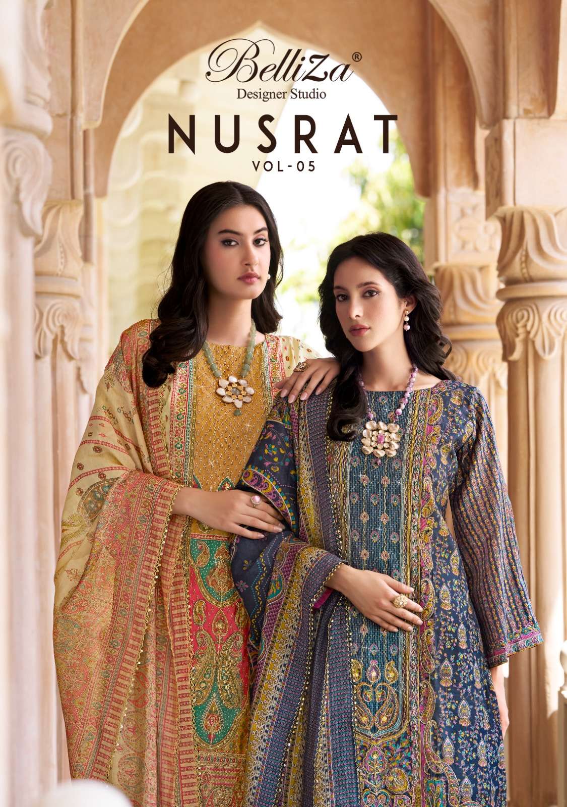 BELLIZA DESIGNER STUDIO NUSRAT VOL 5 DIGITAL PRINT SALWAR SU...