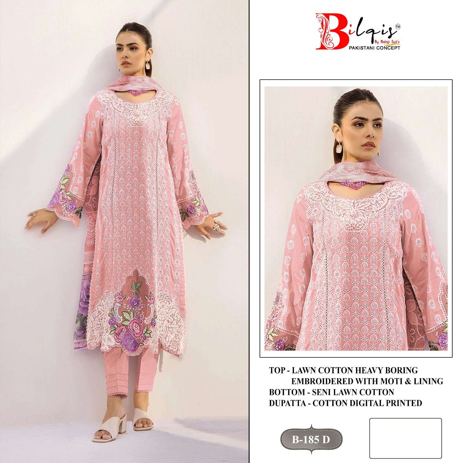 BILQISTM 185 TOP DESIGN MULTICOLOR PAKISTANI COTTON SUIT RES...