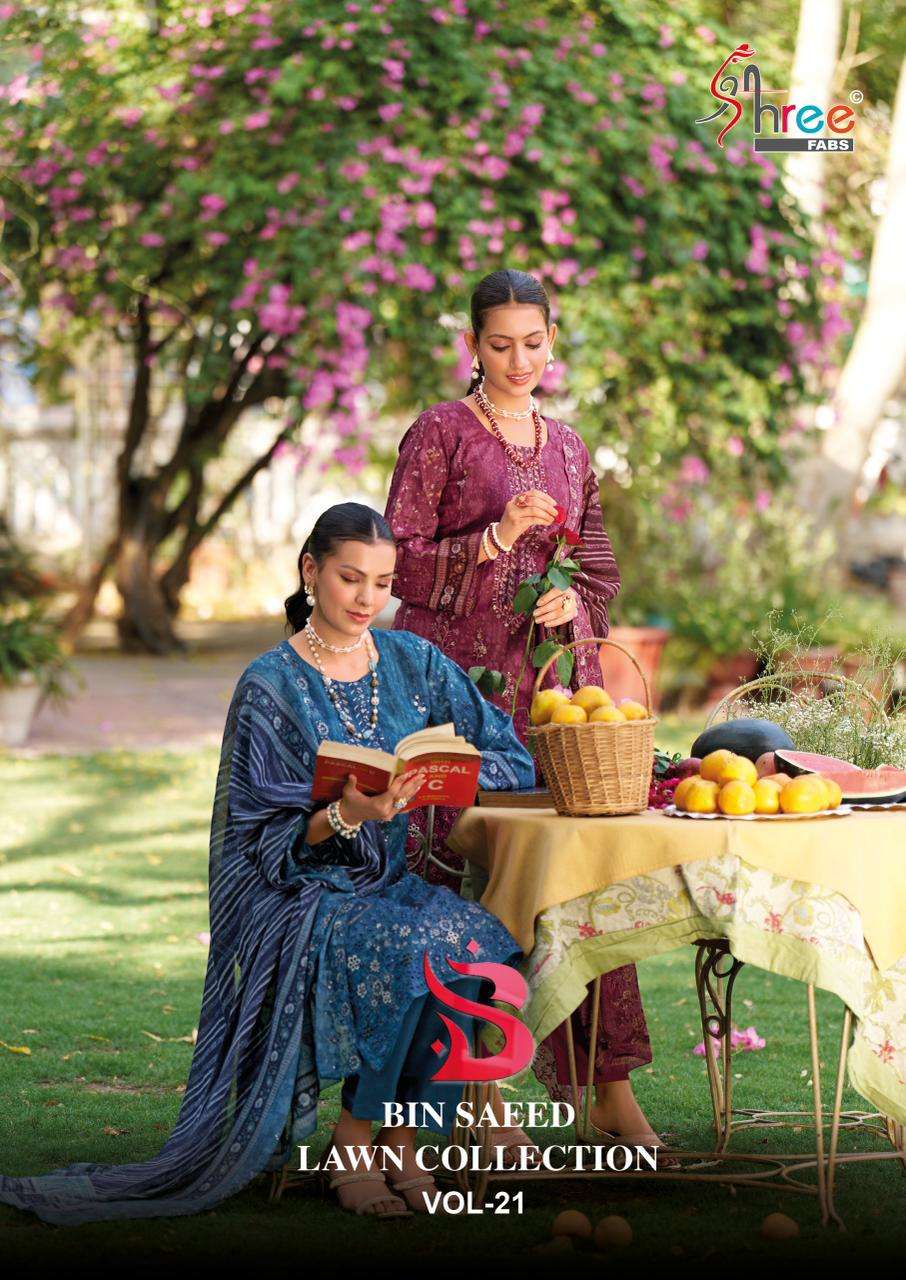 BIN SAEED LAWN COLLECTION VOL 21 PAKISTANI DESIGN COTTON SUI...