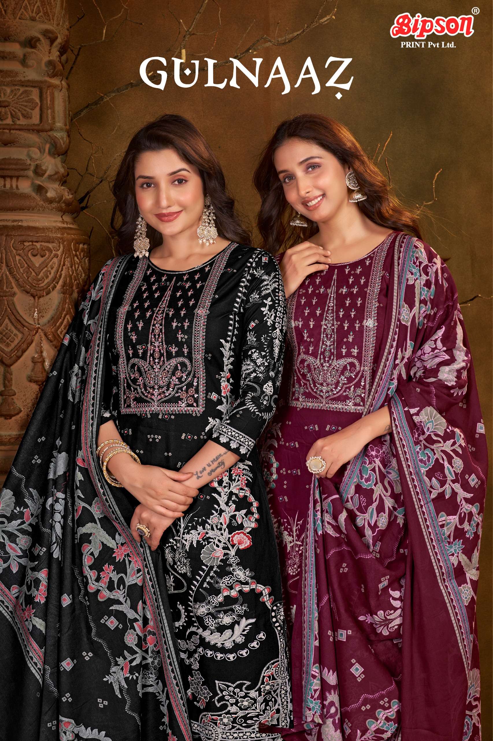 BIPSON PRINTS GULNAAZ TOP PAKISTANI KASMIRI PRINT UNSTITCH D...