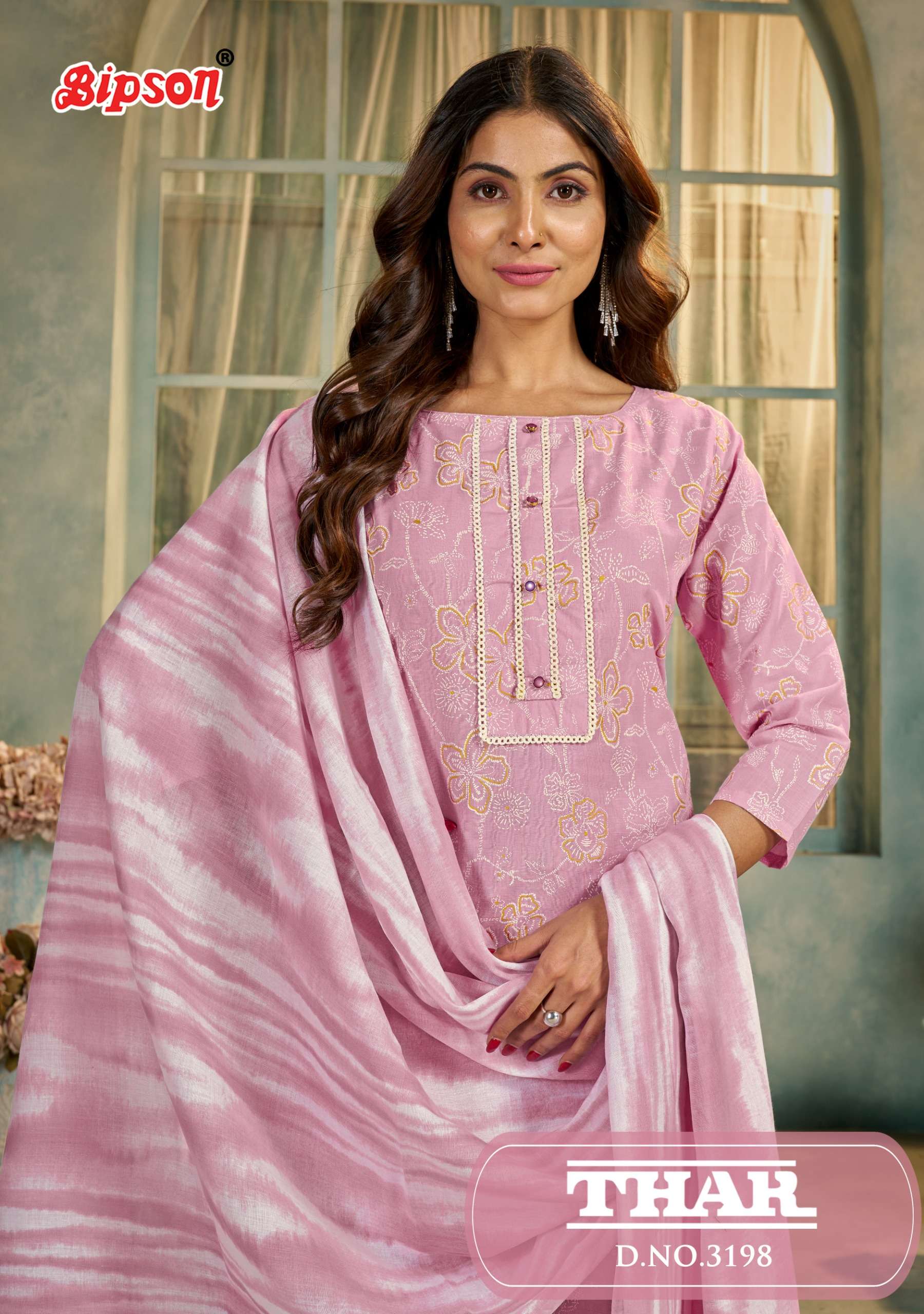 BIPSON THAR 3198 COTTON FLORAL PRINT UNSTITCH SUIT LOW PRICE...