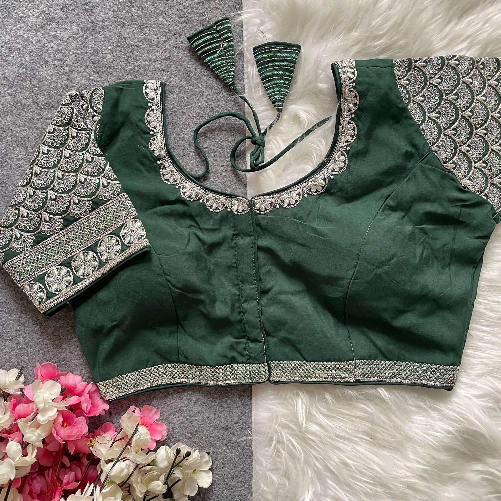 Codding embroidery work silk fabric stich blouse collection ...