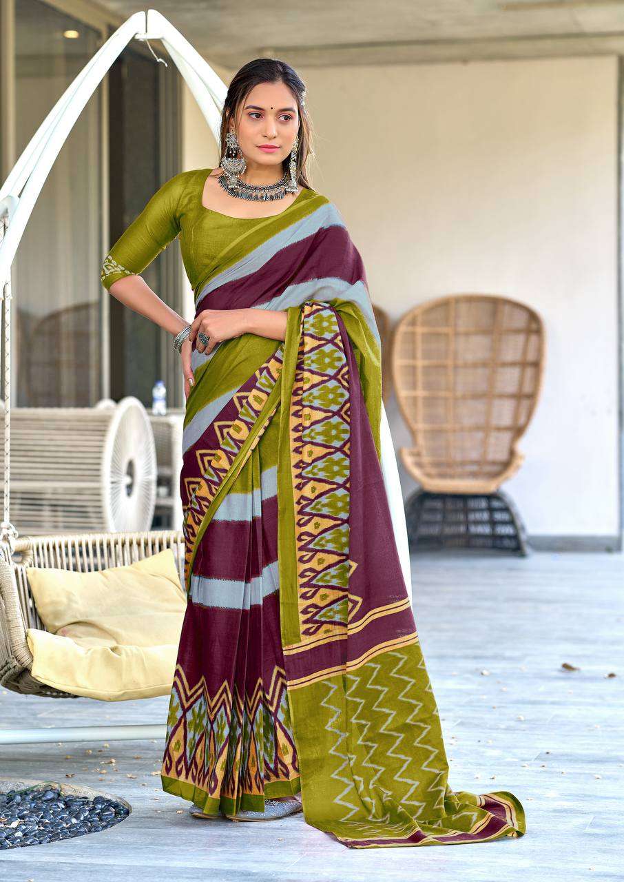 COLORFUL MULMUL COTTON DESIGN SAREE FESTIVAL WEAR BLOOMING I...
