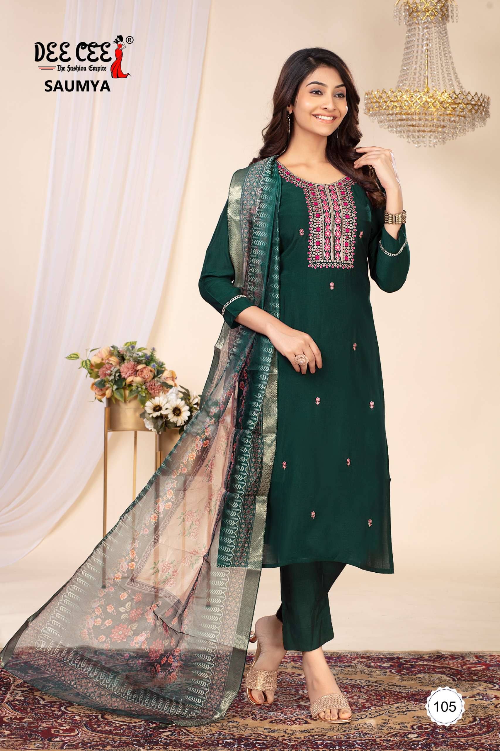 DEECEE SAUMYA SUMMER FESTIVAL READYMADE SILK KURTI PANT SUIT...