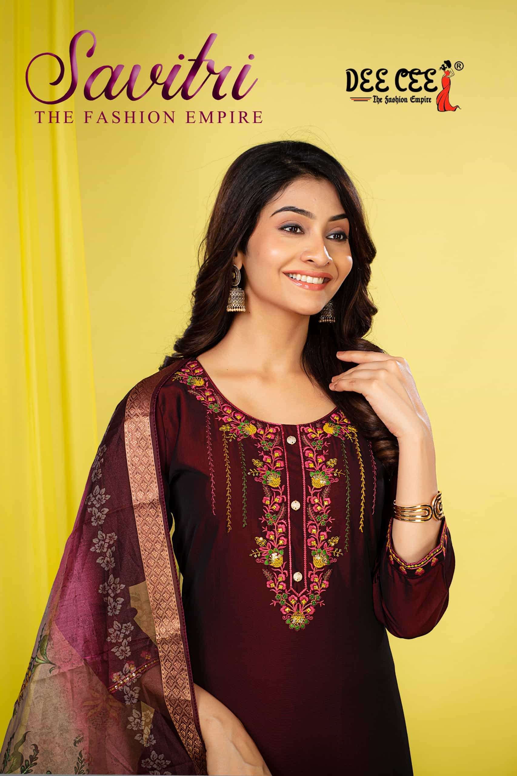 DEECEE SAVITRI DESIGNER SILK KURTI BOTTOM DUPATTA SUIT DEALE...