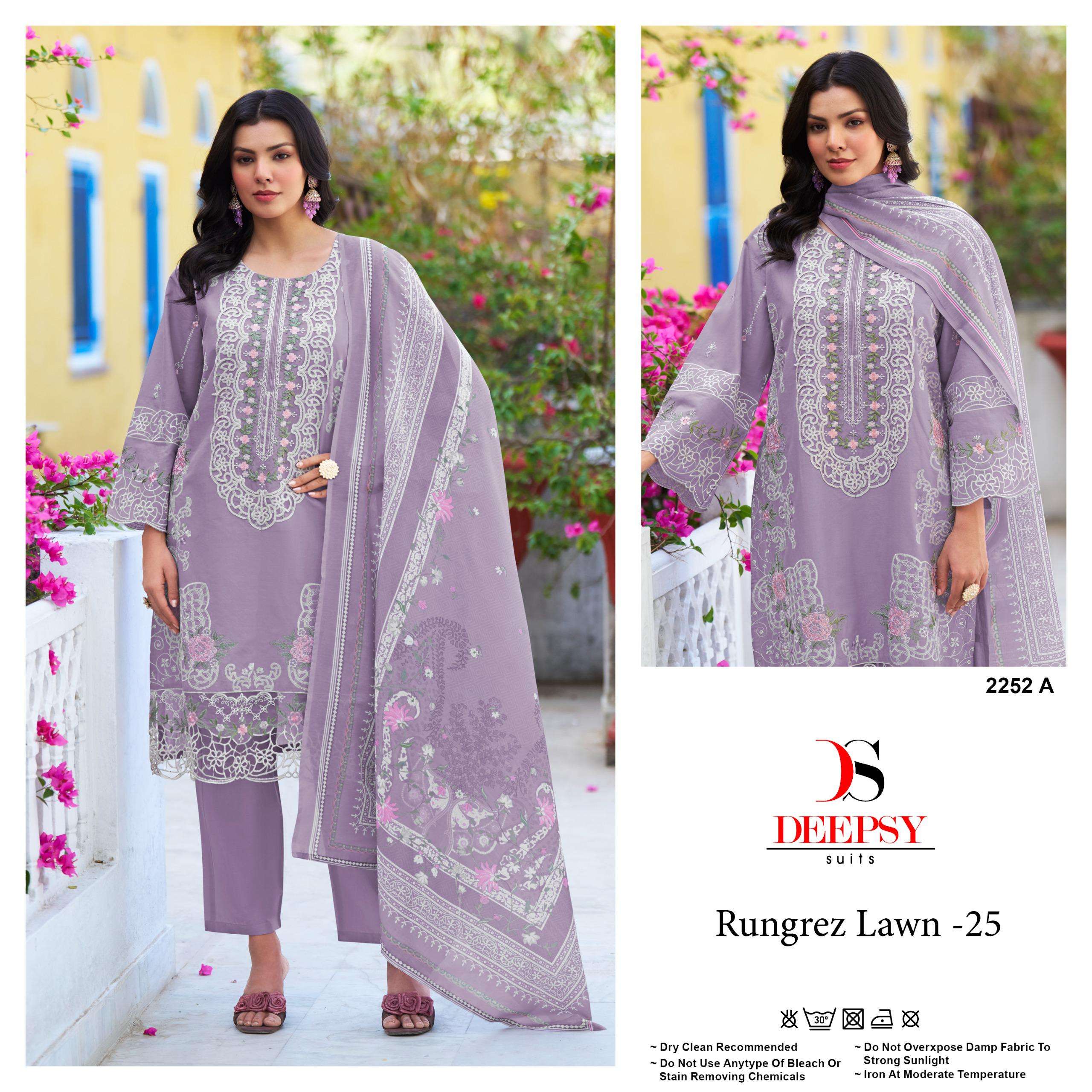 DEEPSY SUIT RUNGREZ LAWN 25 2252 COTTON WORK DESIGN UNSTITCH...