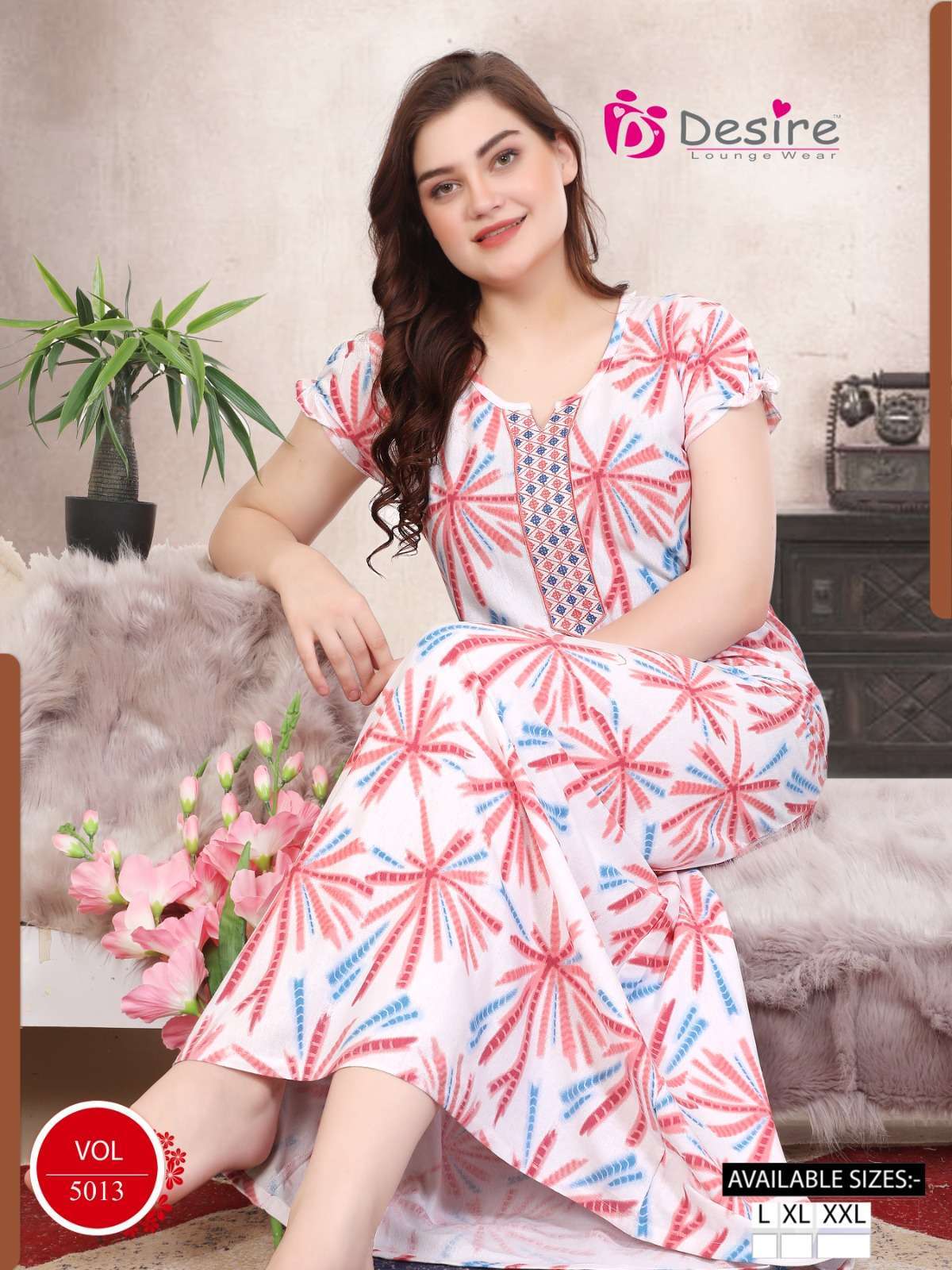 DESIRE VOL 5013 SERIES PRINTED DYED NIGHTY COLLECTION WOMEN ...
