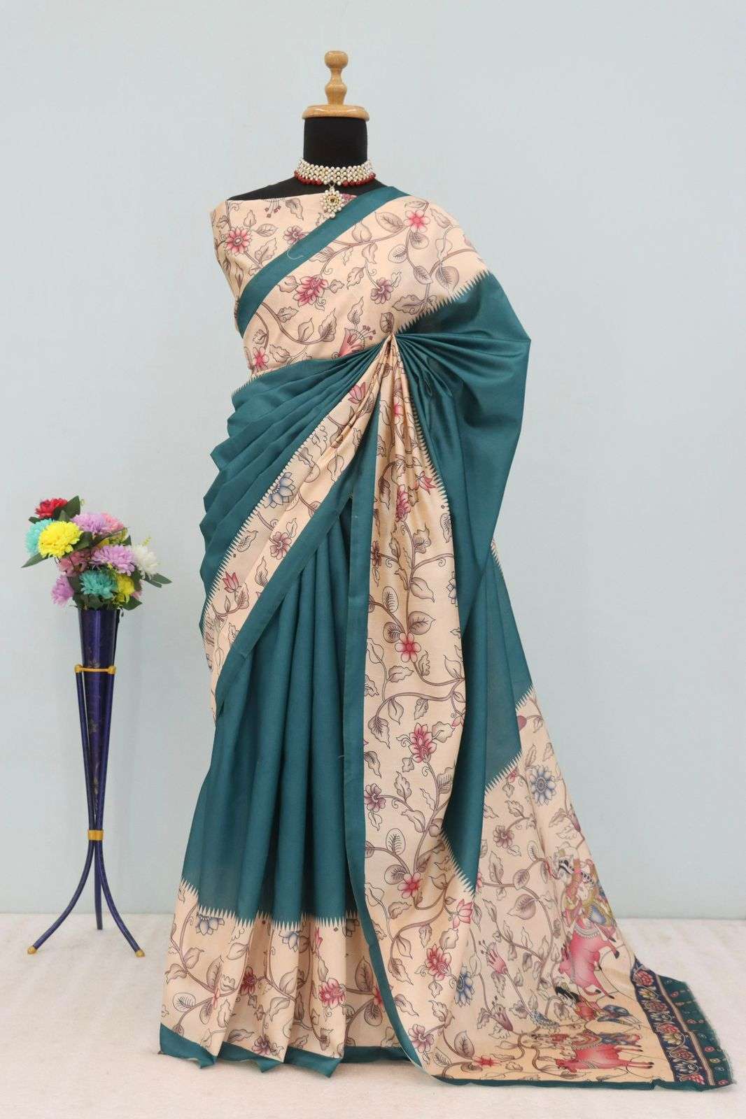 Df 224 Kalamakari printed soft Silk fancy look saree collect...