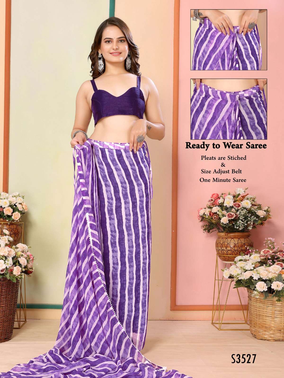 Elite Georgette fabric Fancy look ready to wear saree collec...
