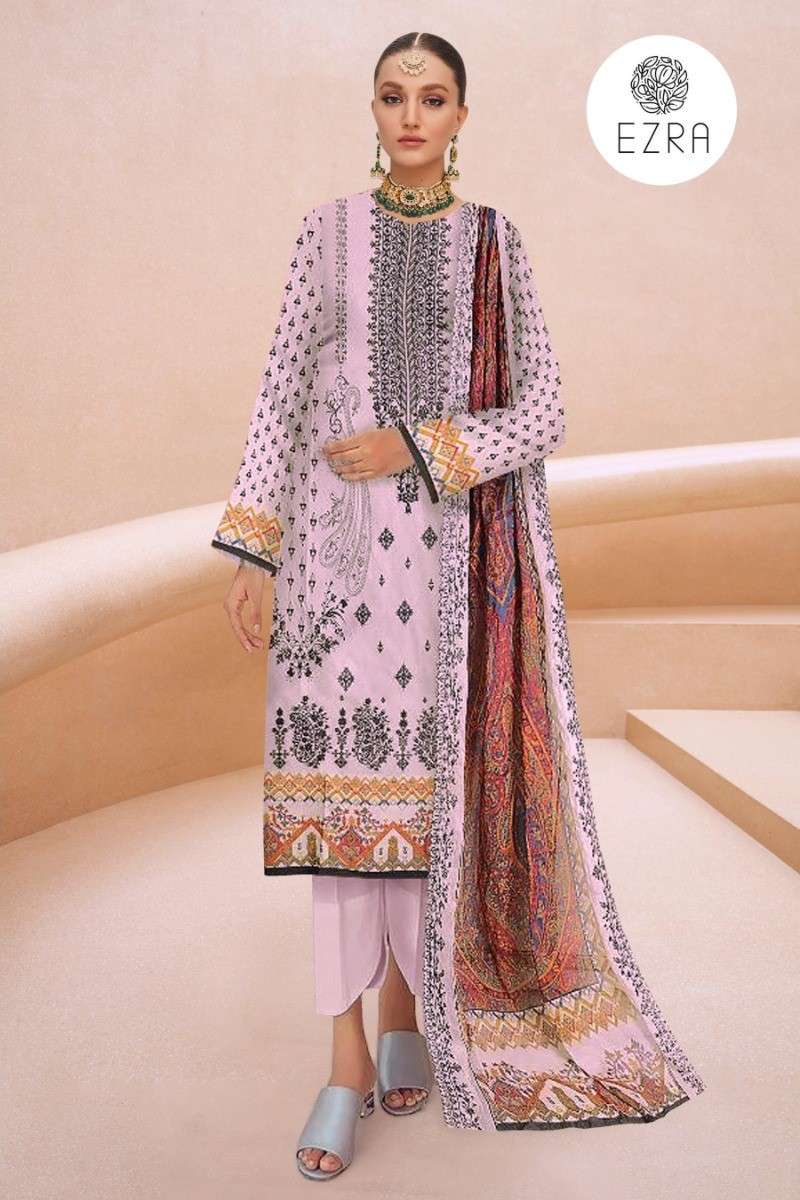 EZRA HITS DESIGN 1017 AB PAKISTANI COTTON EMBRODERY MATERIAL...