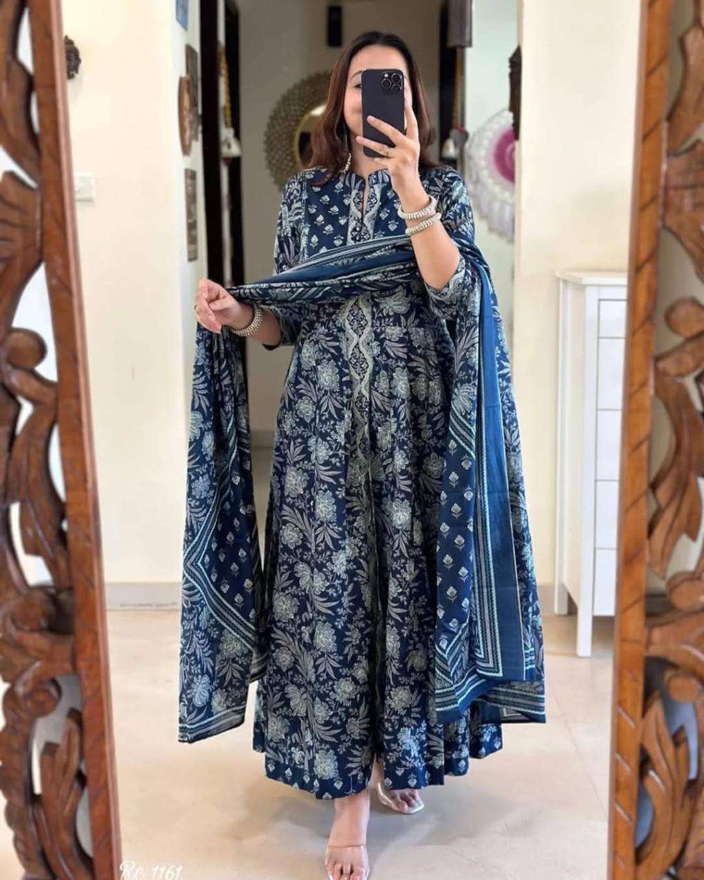 FESTIVAL WEAR READY COTTON UMBRELLA KURTI PALAZZO SUIT SUPPL...
