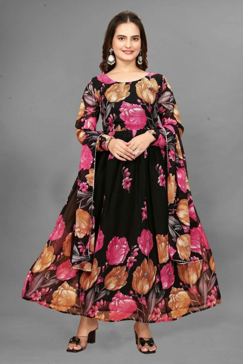 FLOWER DESIGN COLORFUL GOWN SUIT FOR WOMEN COLLECTION DEALER...