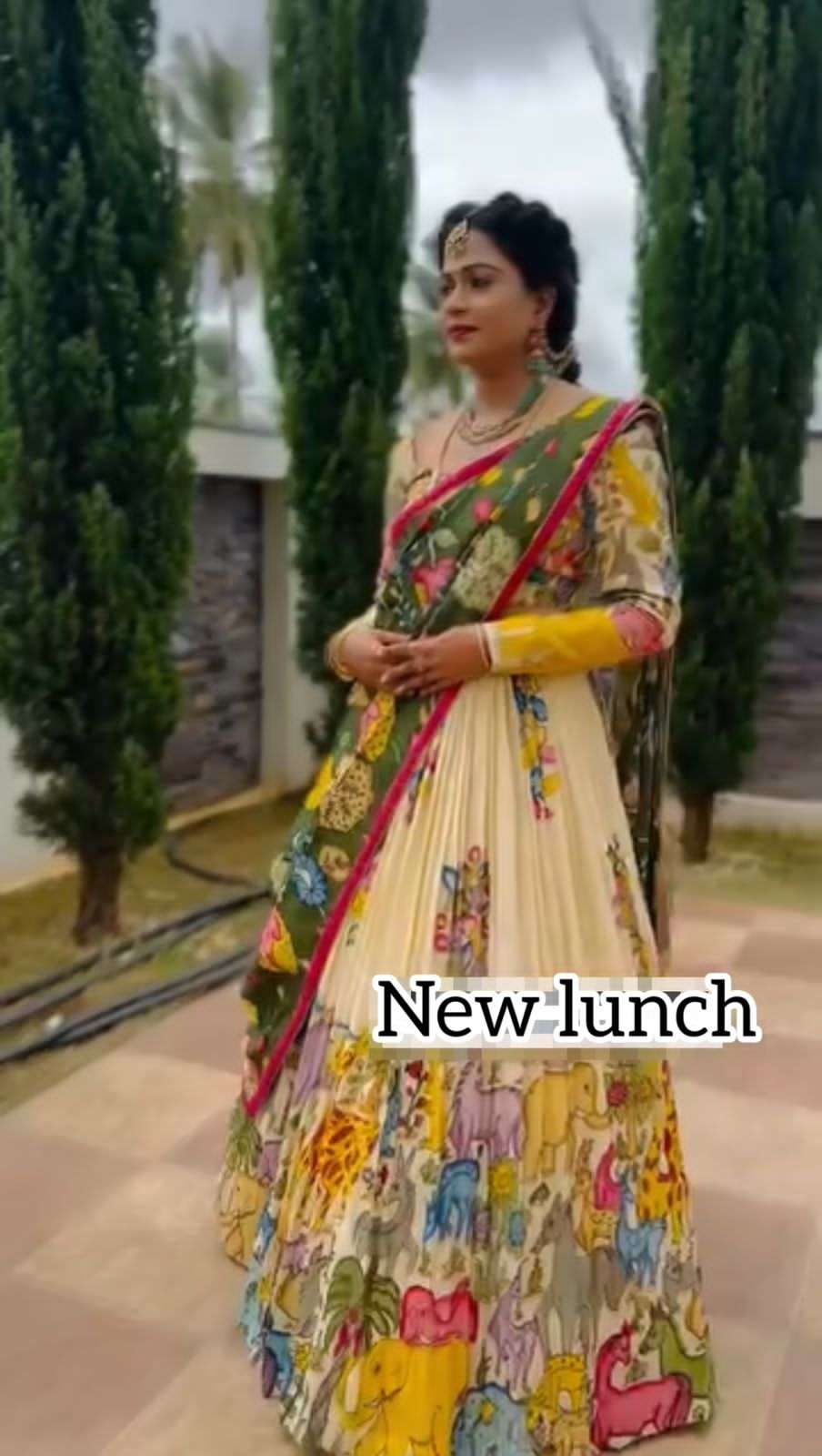 Function special kalamkari printed crepe Silk lehenga choli ...