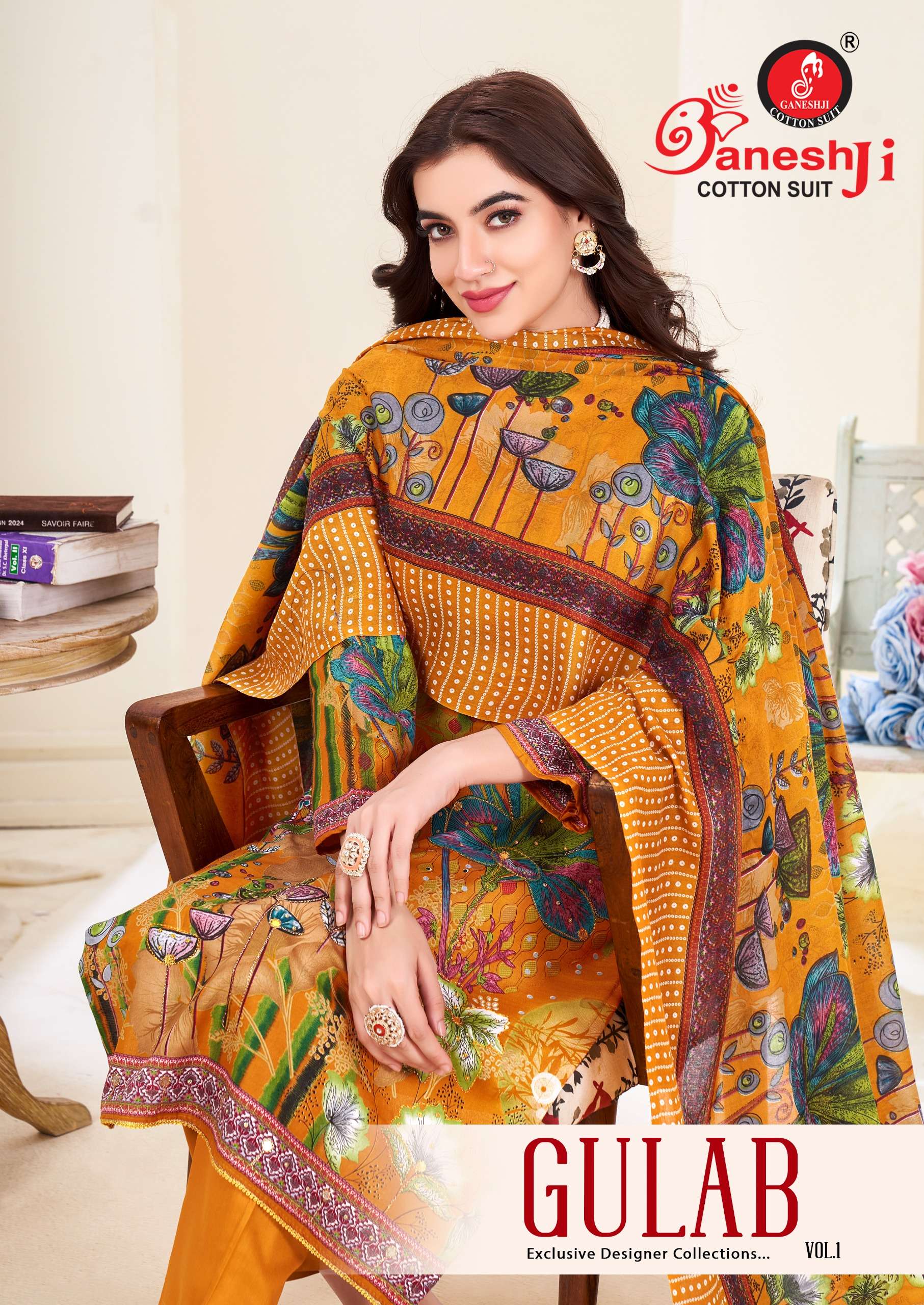 GANESHJI GULAB VOL 1 SOFT FLOWER PRINT SALWAR SUIT FOR FUNCT...