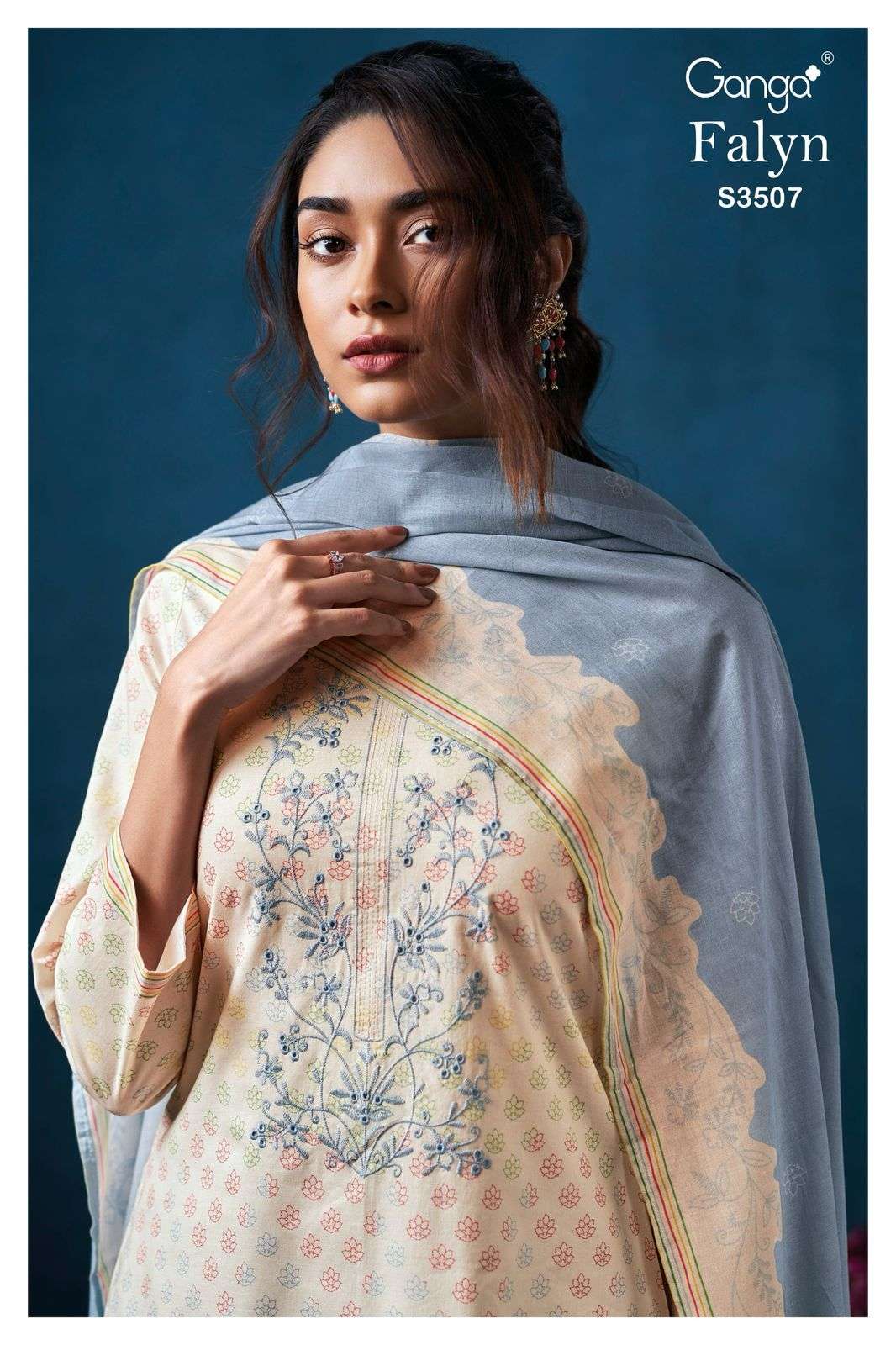 GANGA FALYN 3507 BRANDED COTTON UNSTITCH SALWAR KAMEEZ WHOLE...