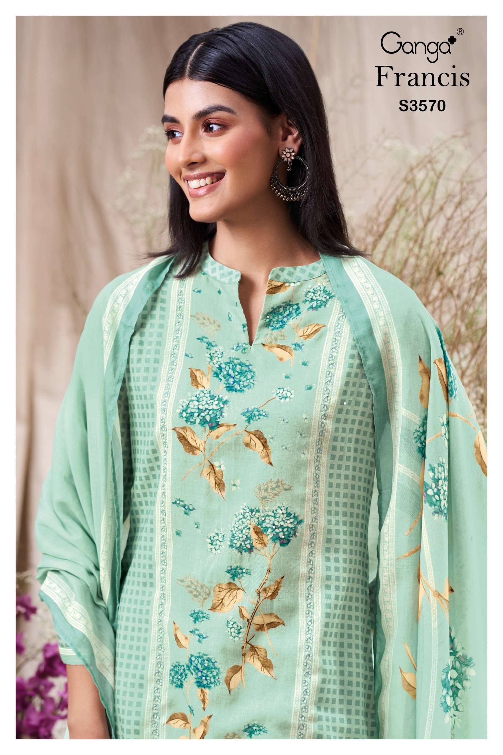 GANGA FRANCIS 3570 PREMIUM QUALITY COTTON SUIT LADIES CLASSI...