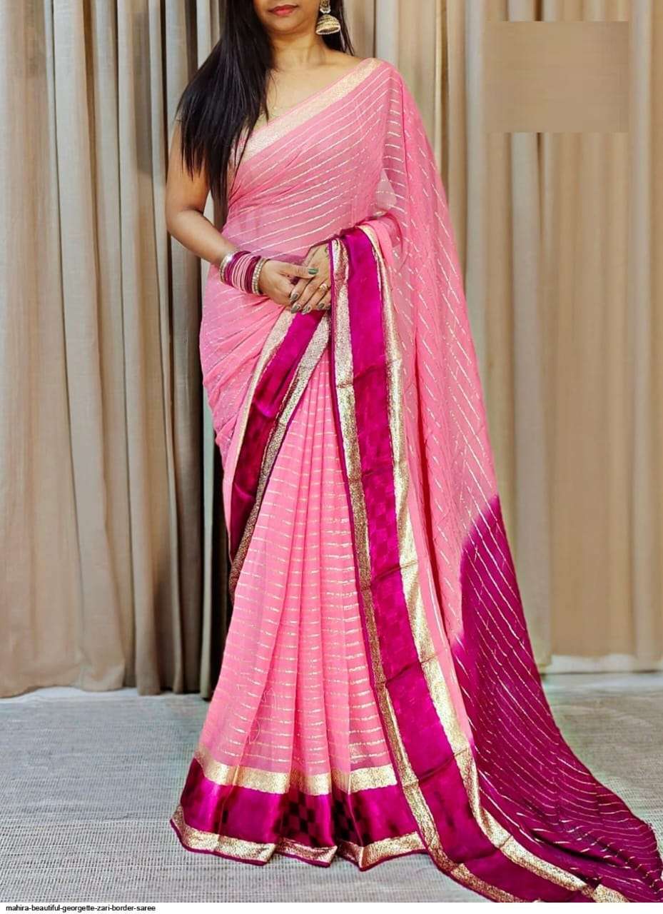 GEORGETTE FABRIC FANCY 2D BORDER SAREE SUPPLIER IN SURAT AK