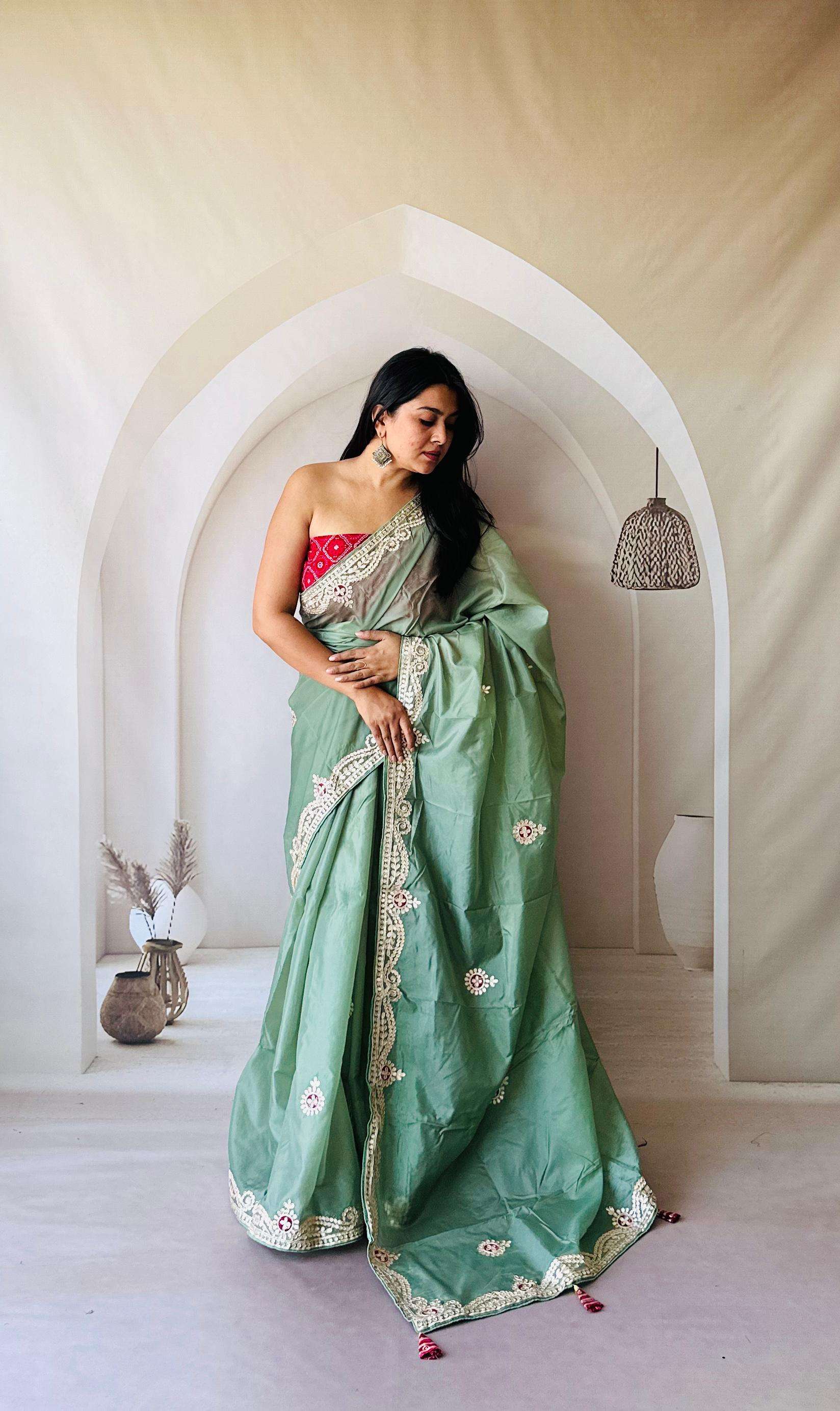GOTA PATTI WORK BORDER WITH SOFT SILK FESTIVAL SPECIAL SAREE...