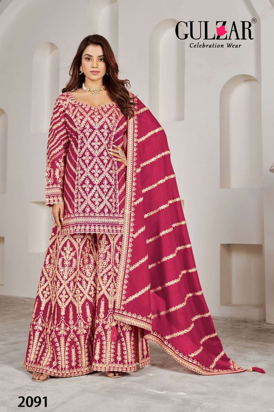 GULZAR GOTAKARI HEAVY MIRROR WORK PALAZZO SUIT FOR WEDDING W...