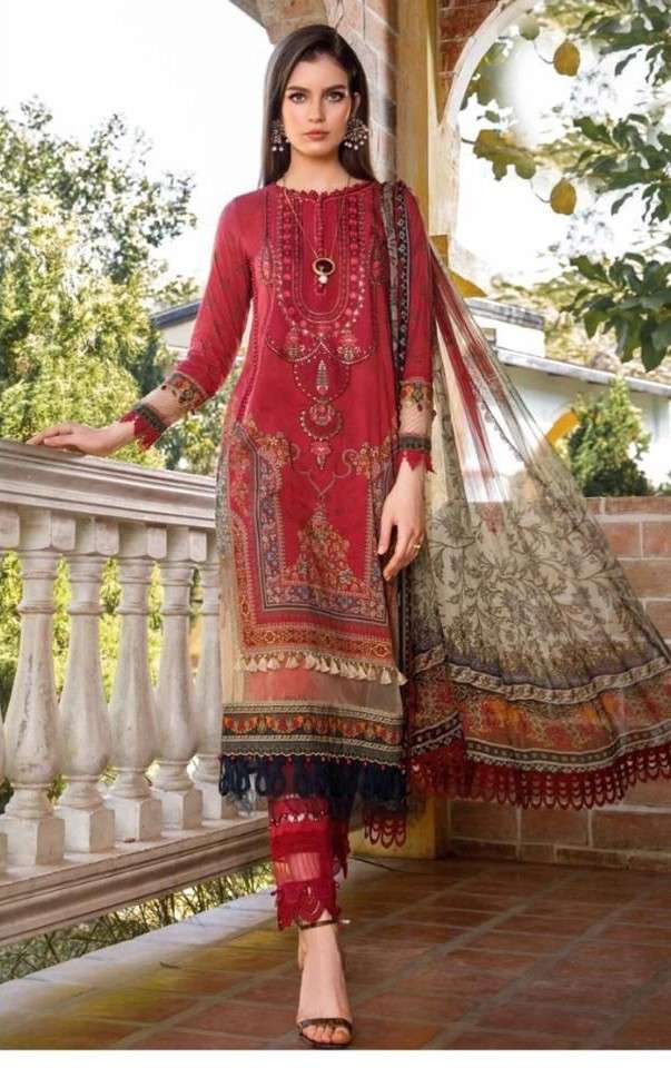 HAZZEL MARIA B 2001 PAKISTANI STYLE RED COLOR DRESS FOR UNST...