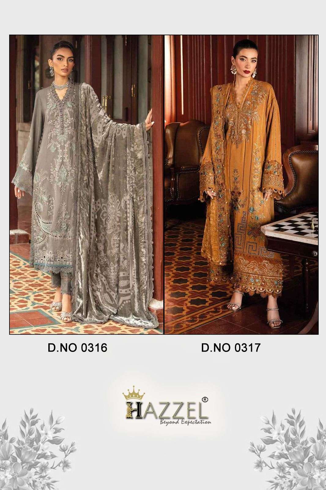 HAZZEL PRINTS B EMB RAYON 316 317 COLLECTION BRANDED  PAKIST...