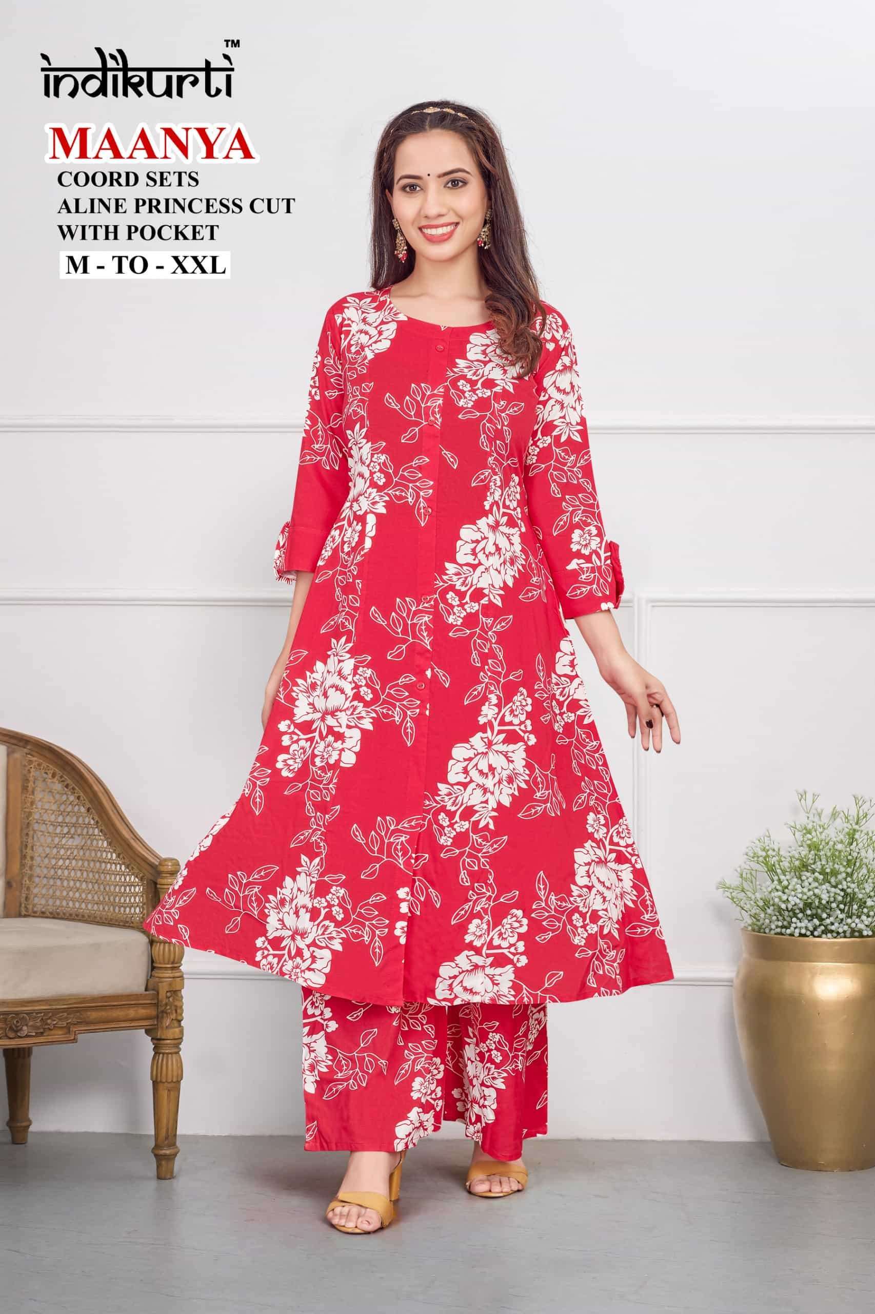 INDIKURTI MAANYA TREND FLOWER CORD SET REGULAR WEAR RESELLER...