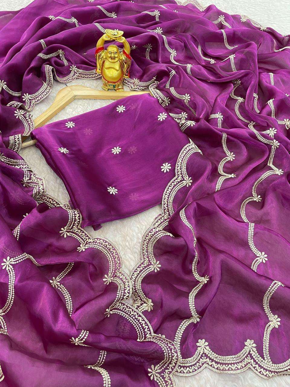 JIMMY CHOO FABRIC CHIFFON FANCY LOOK AMAZING DESIGNER SAREE ...