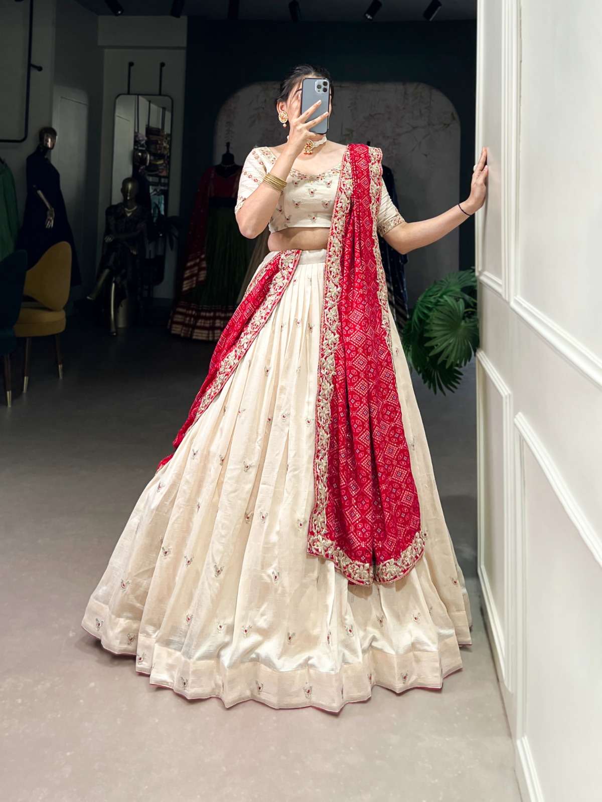 lnb 1436 vichitra silk royal wedding look white shades lehen...