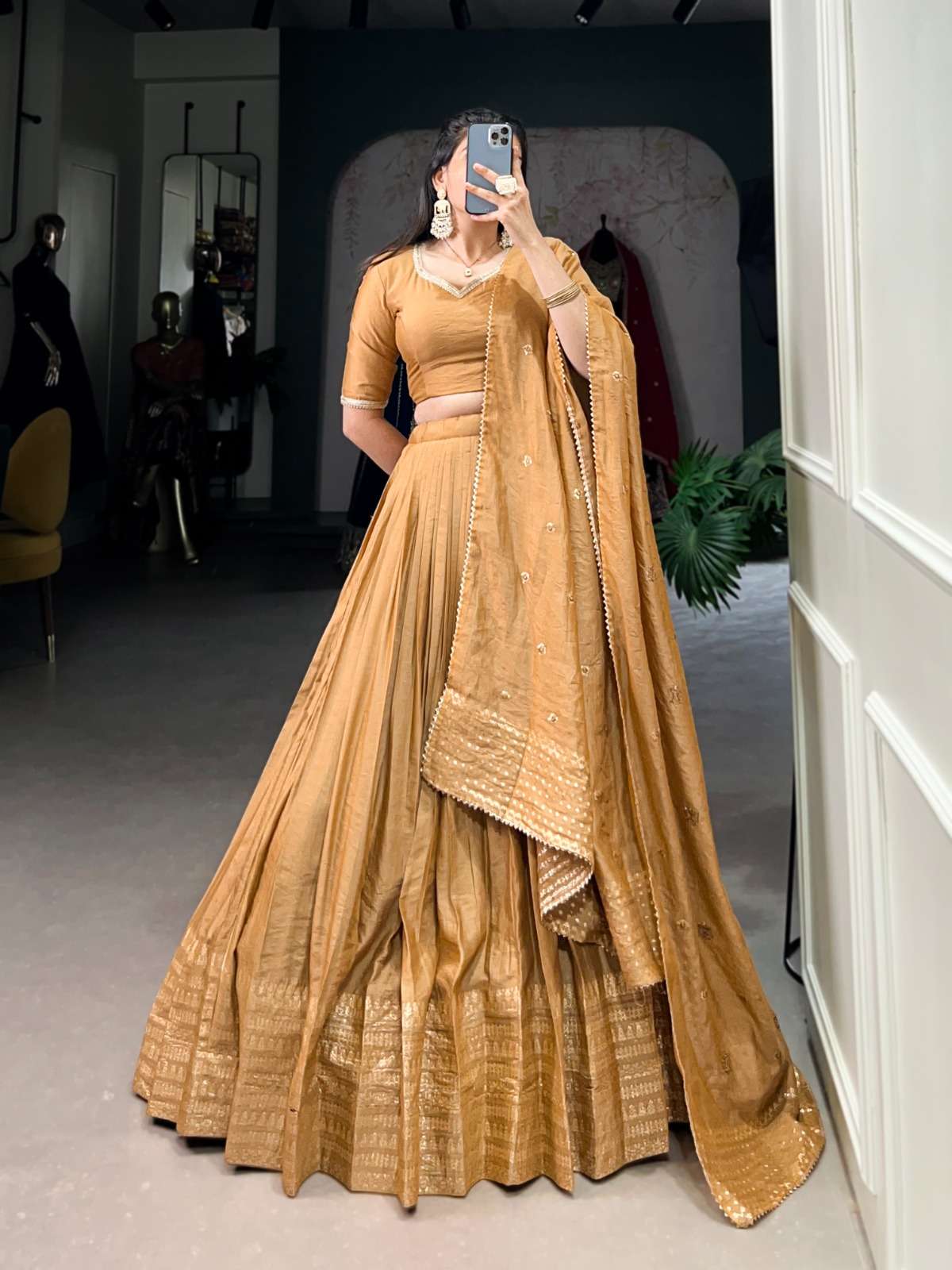 LNB 1906 CHANDERI SILK WEAVING DESIGN HEAVY LOOK LEHENGA CHO...