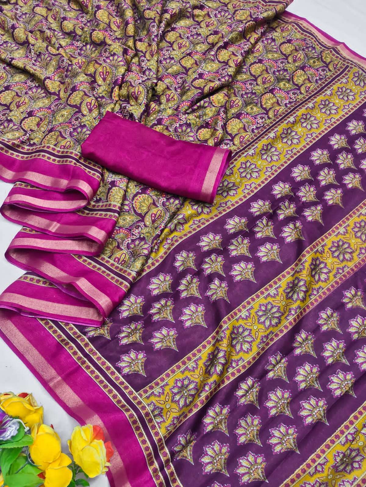 MAL COTTON FABRIC AJRAKH PRINTED SUMMER SPECIAL SAREE COLLEC...
